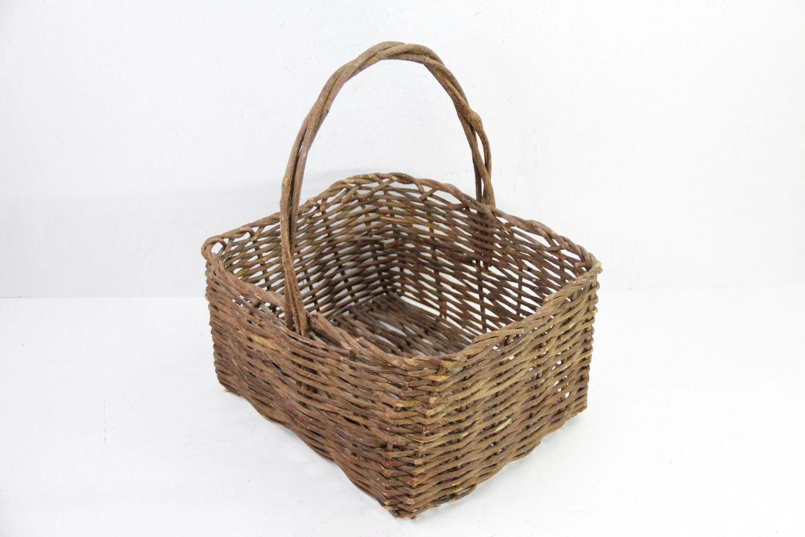 Antique Willow Basket | Rustic Harvest Basket Handle  Debra Hall Lifestyle