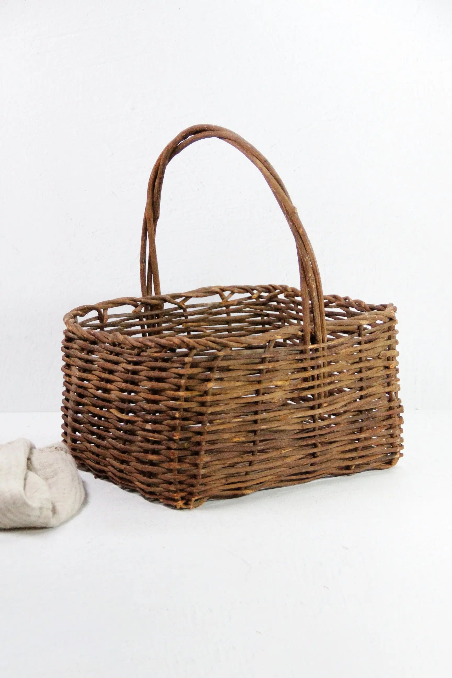 Antique Willow Basket | Rustic Harvest Basket Handle  Debra Hall Lifestyle