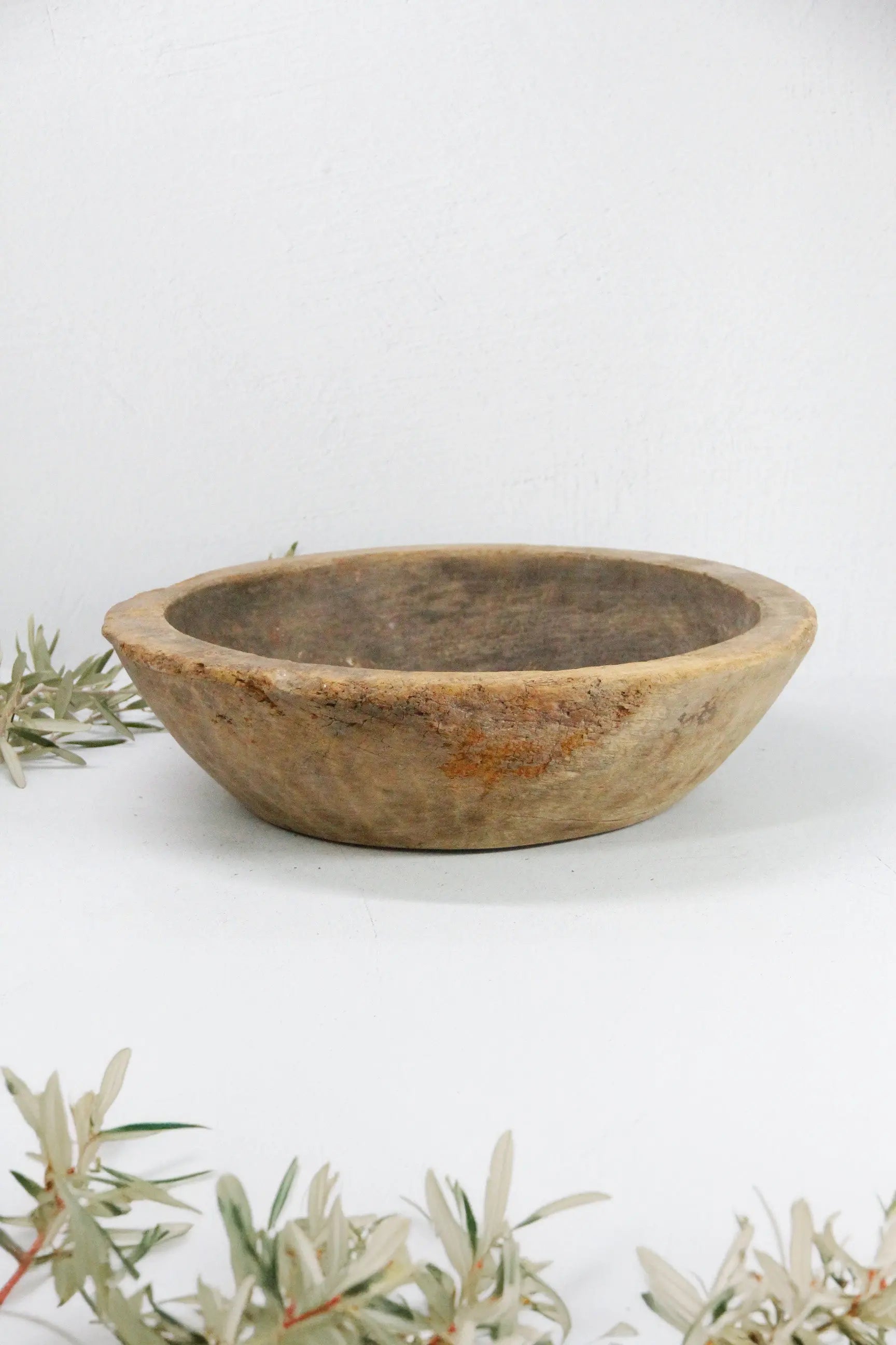 Antique on sale handcarved wooden dough bowl natural present A 439