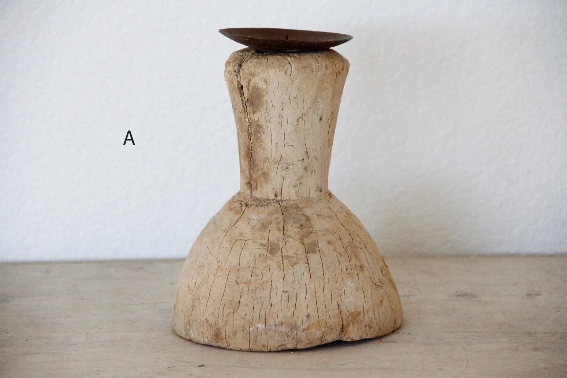 Antique Wood Candle Holder| Chunky  Debra Hall Lifestyle