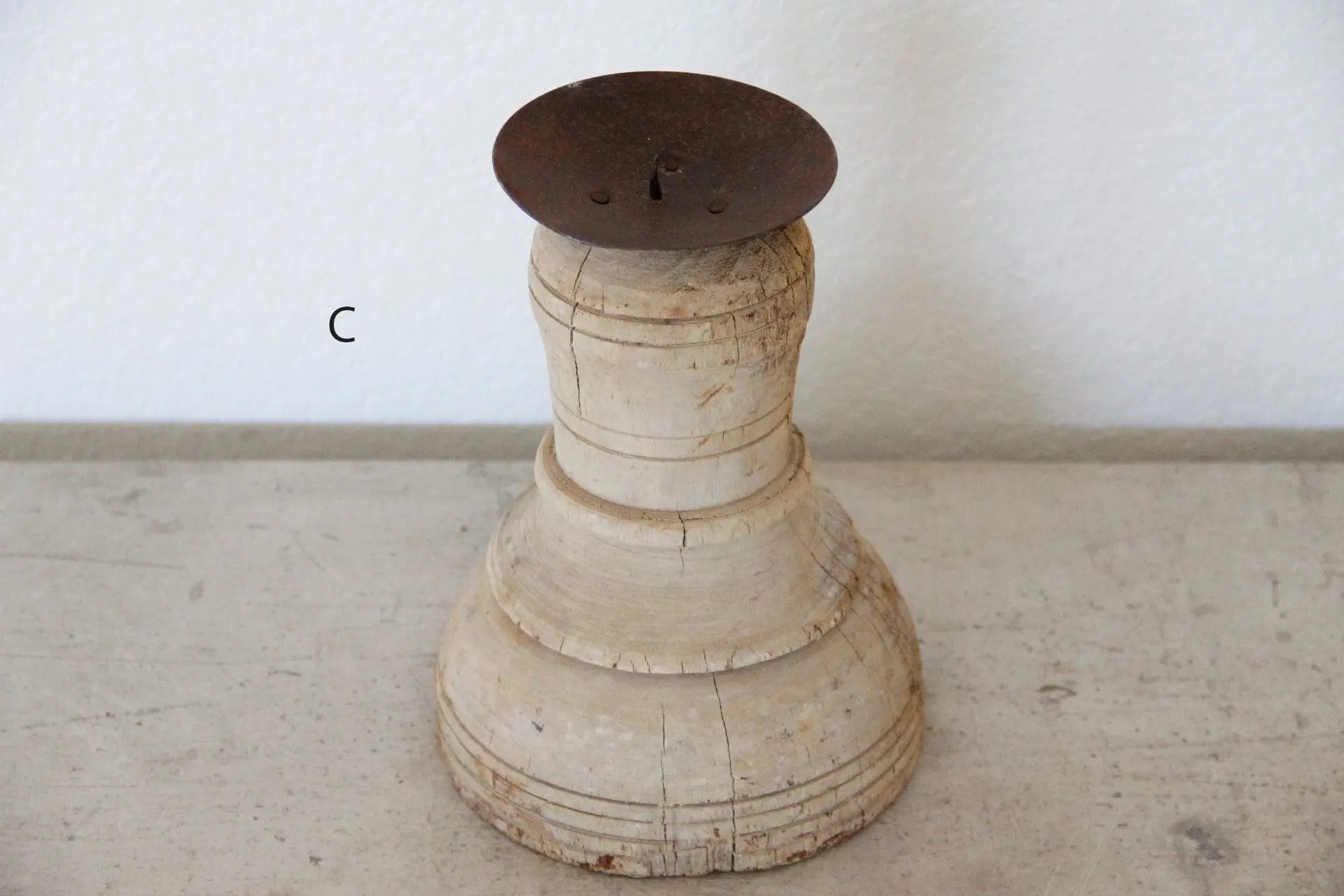 Antique Wood Candle Holder| Chunky  Debra Hall Lifestyle