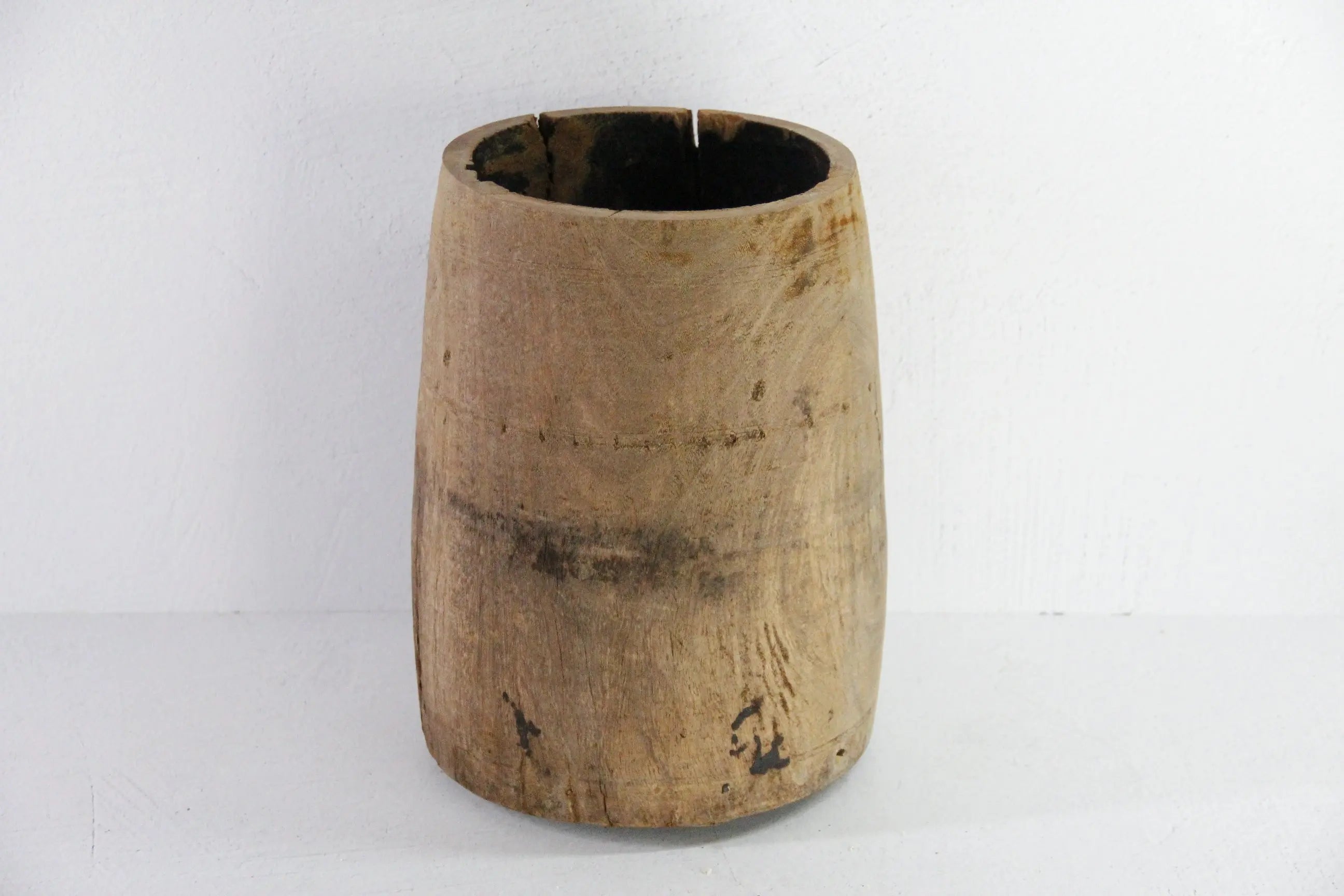 Antique Wood Pot | 1800s Hand Made Butter Vessel  Debra Hall Lifestyle