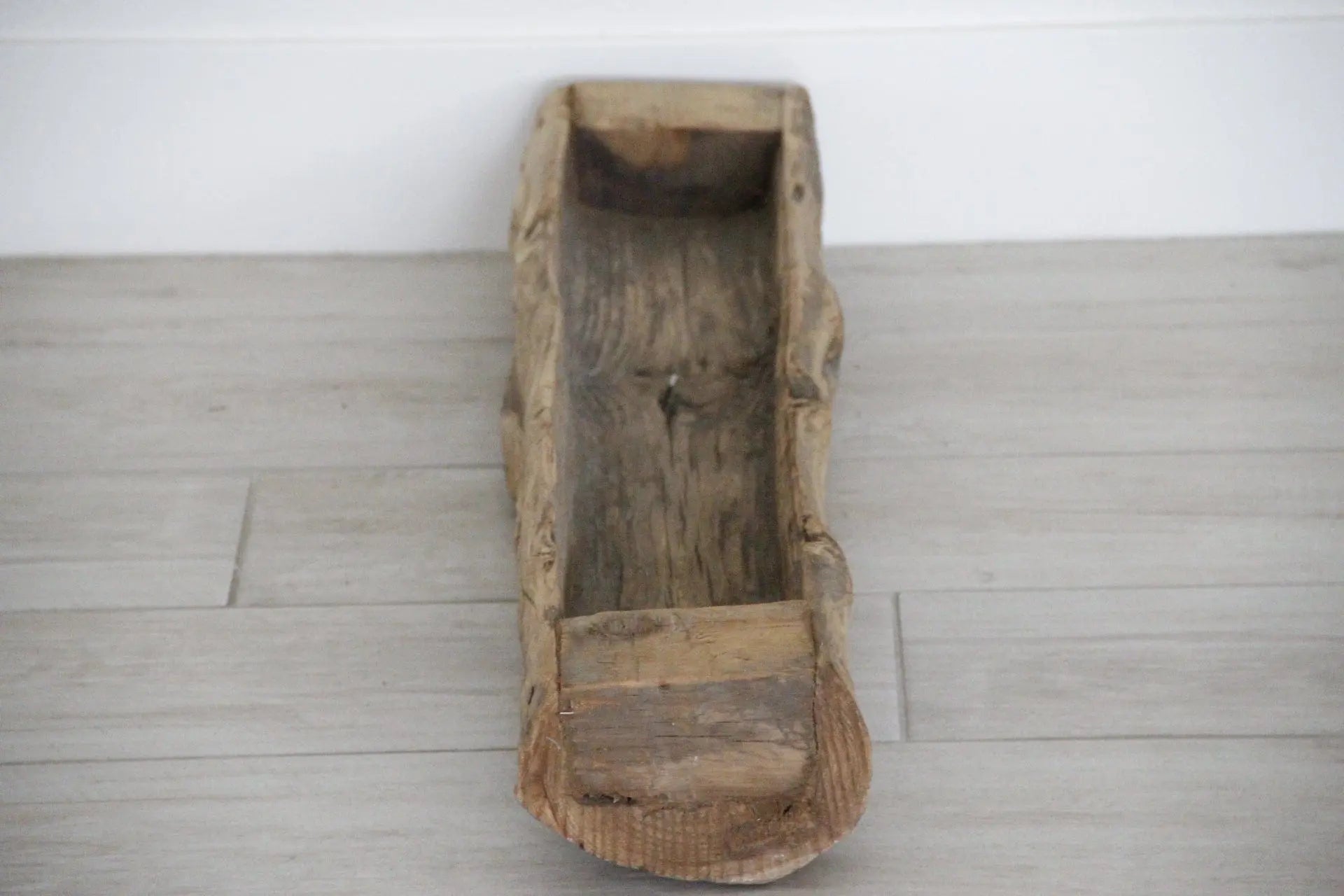 Antique Wood Trough | Rustic Hand Carved Vessel  Debra Hall Lifestyle