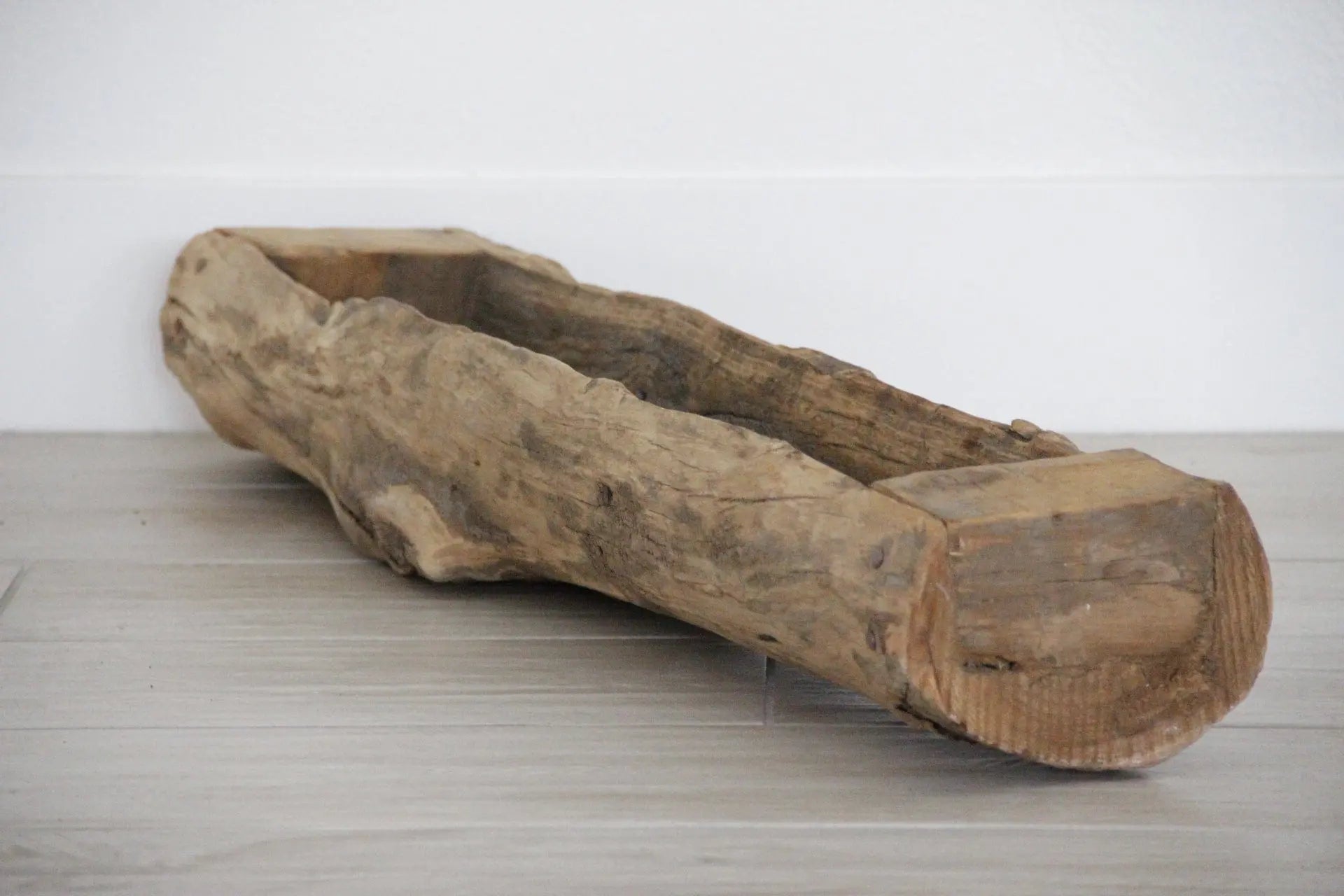 Antique Wood Trough | Rustic Hand Carved Vessel  Debra Hall Lifestyle