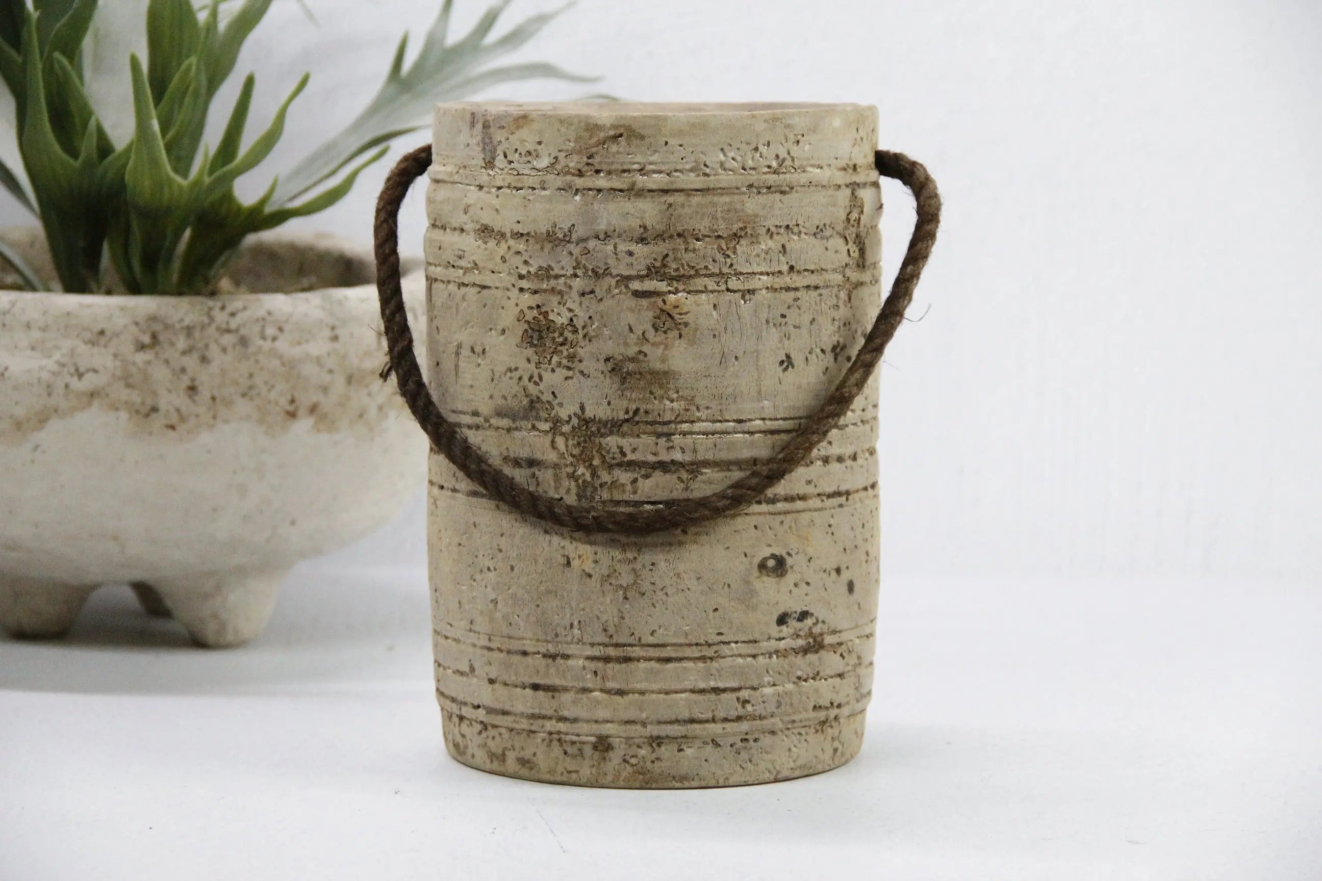 Antique Wood Vase | Bleached Vessel  Debra Hall Lifestyle