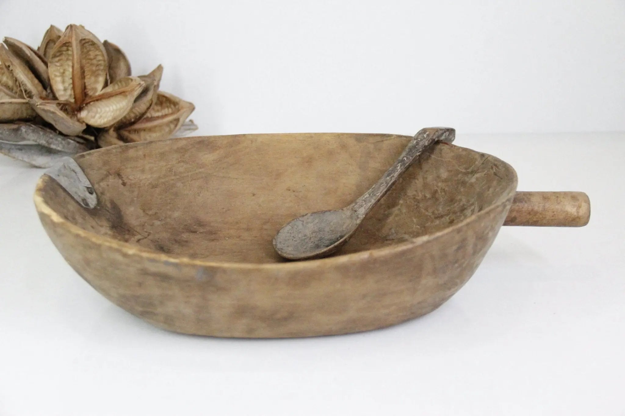 Antique Wooden Bowl With Metal Patch  Debra Hall Lifestyle