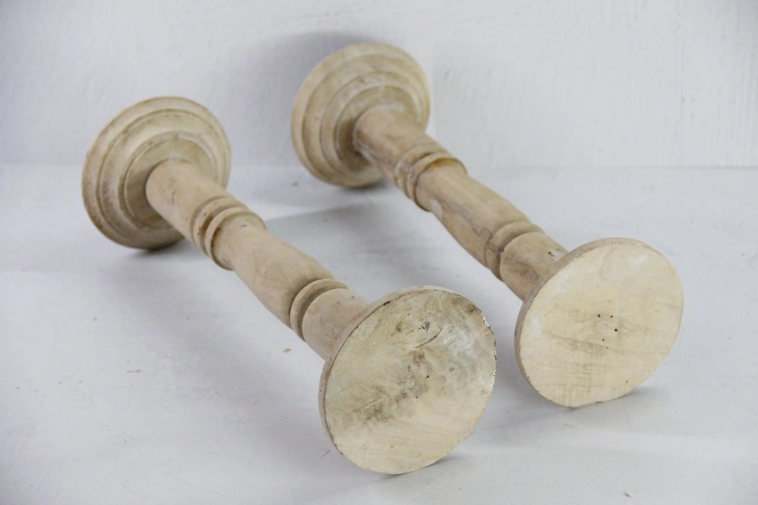Antique Wooden Candlesticks | Tall Carved Bleached Pair  Debra Hall Lifestyle