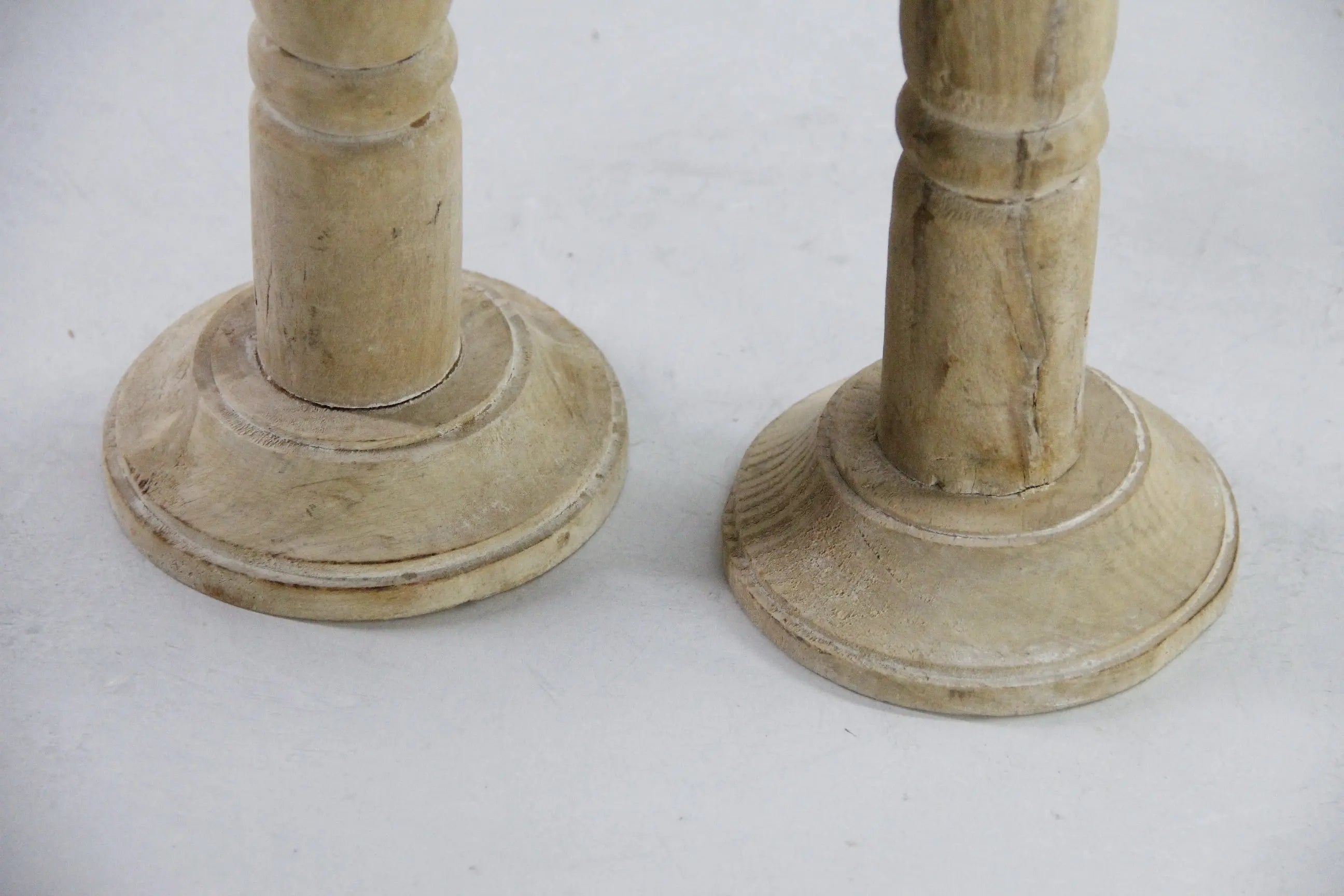Antique Wooden Candlesticks | Tall Carved Bleached Pair  Debra Hall Lifestyle