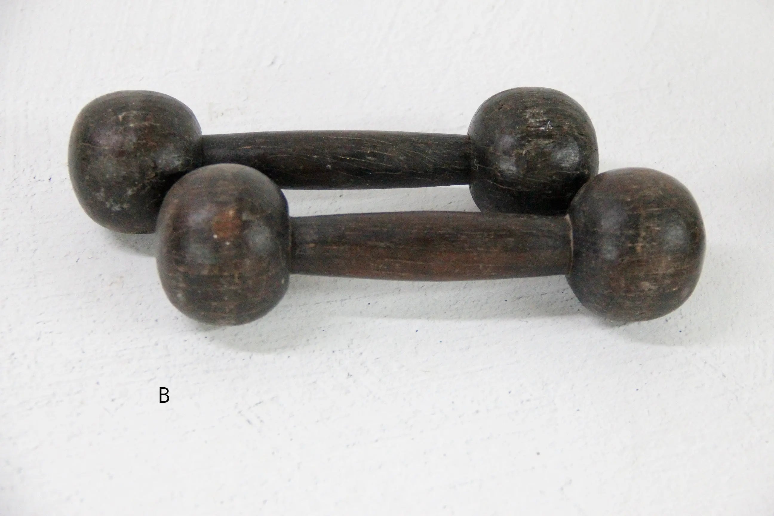 Antique Wooden Dumbbell India-Hand Carved Decor Pr.  Debra Hall Lifestyle