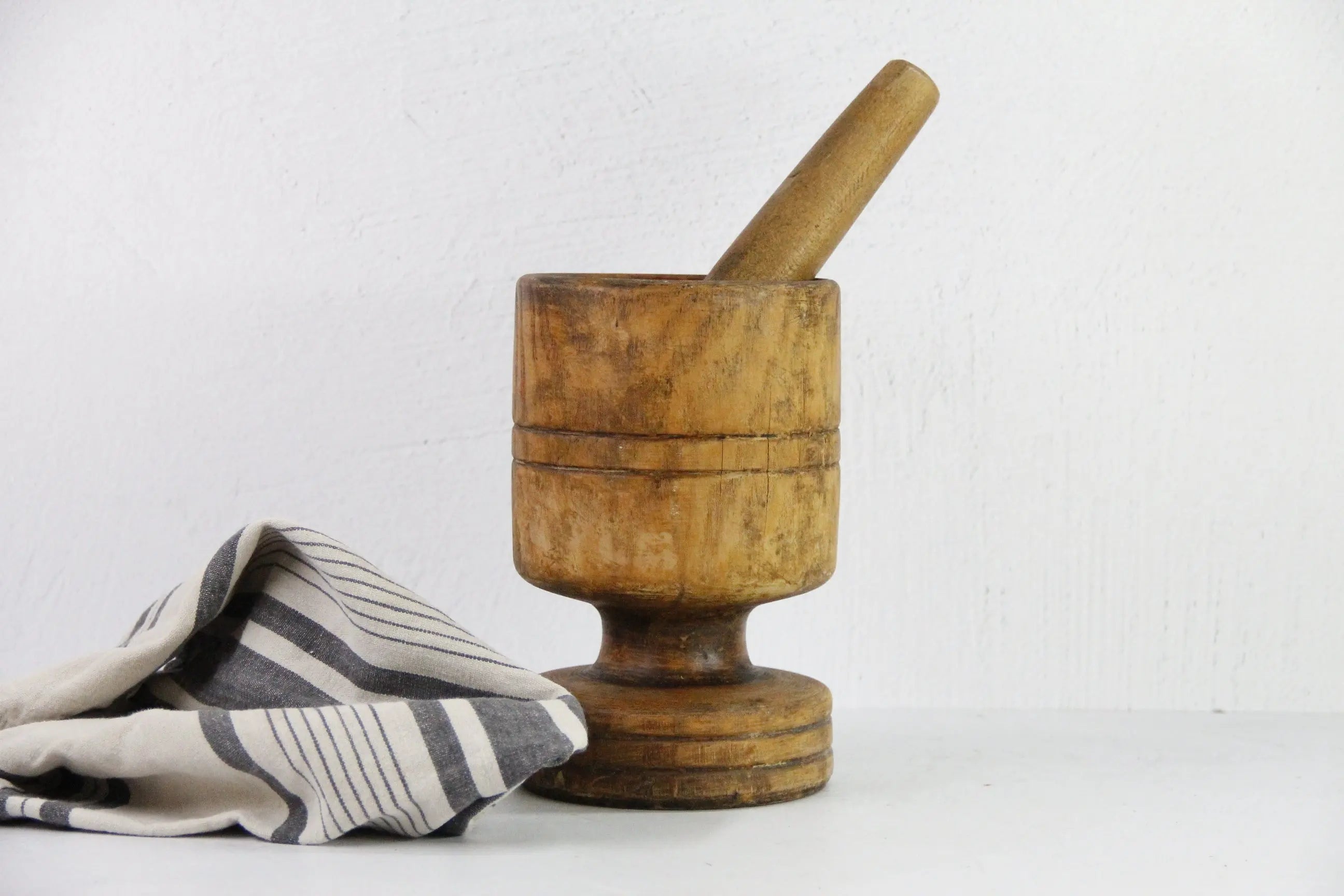 Antique Wooden Mortar and Pestle | Rustic Kitchen Decor  Debra Hall Lifestyle