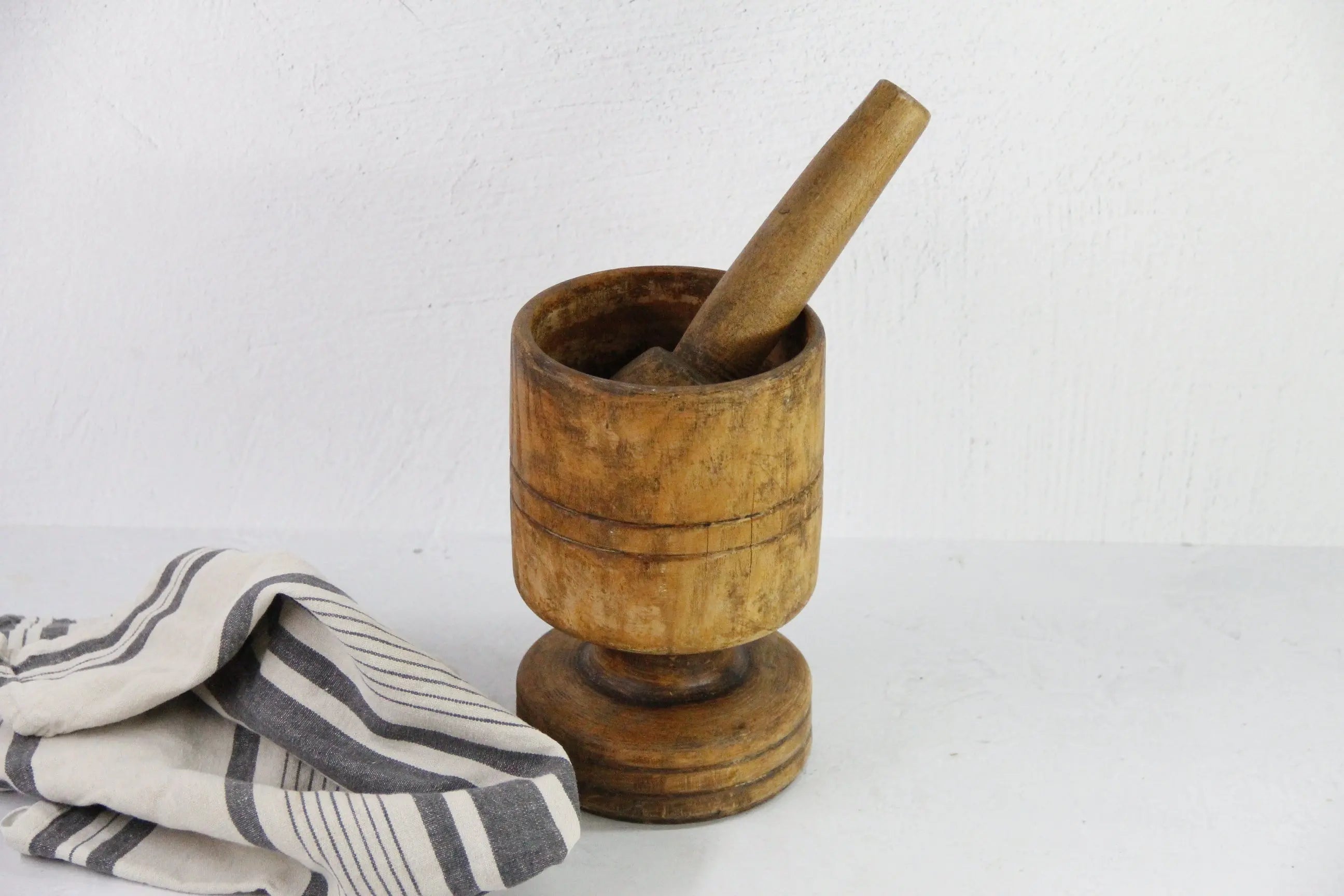 Antique Wooden Mortar and Pestle | Rustic Kitchen Decor  Debra Hall Lifestyle