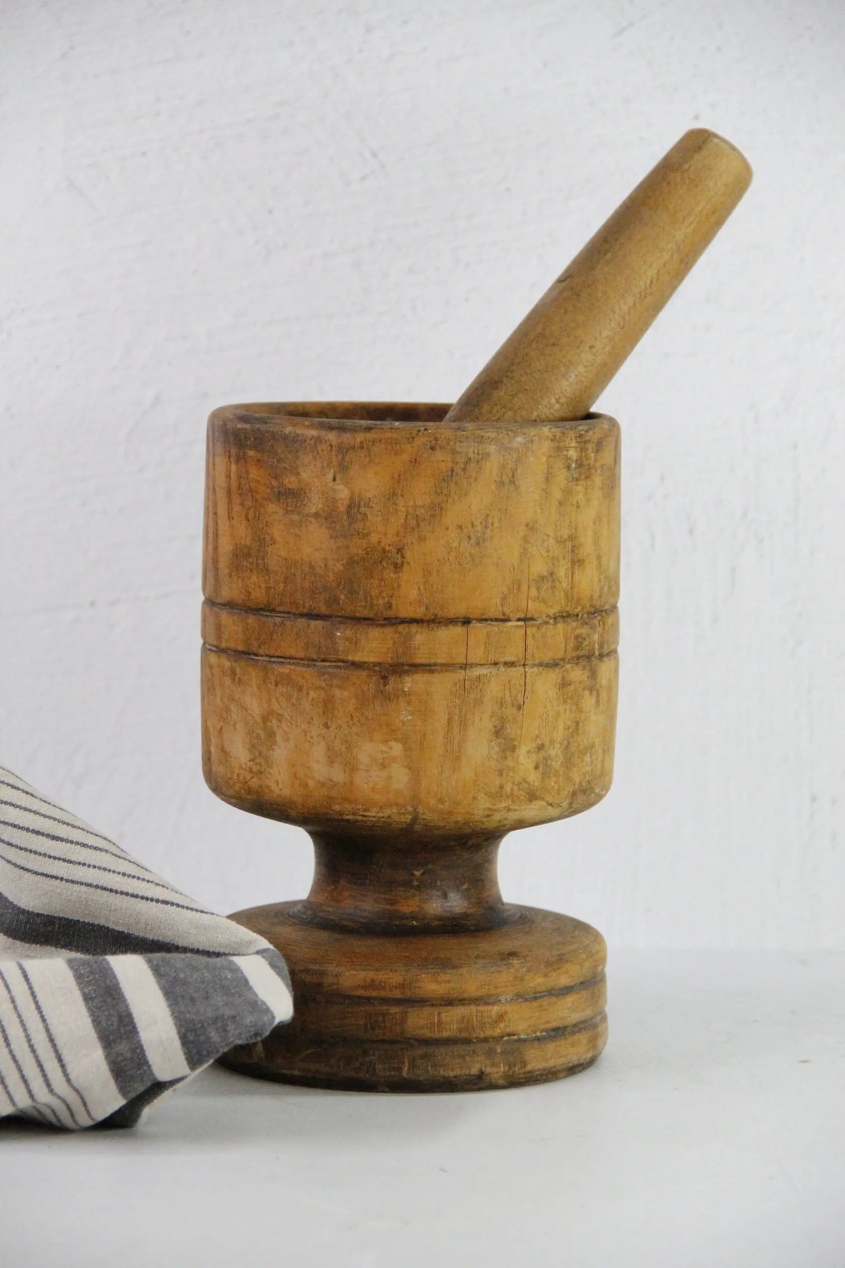 Antique Wooden Mortar and Pestle | Rustic Kitchen Decor  Debra Hall Lifestyle