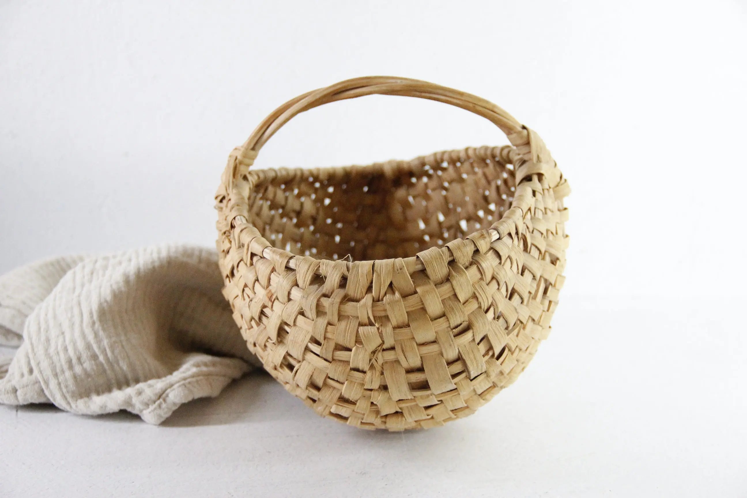 Antique Woven Egg Basket | Petite Wicker Buttocks Gathering Basket  Debra Hall Lifestyle