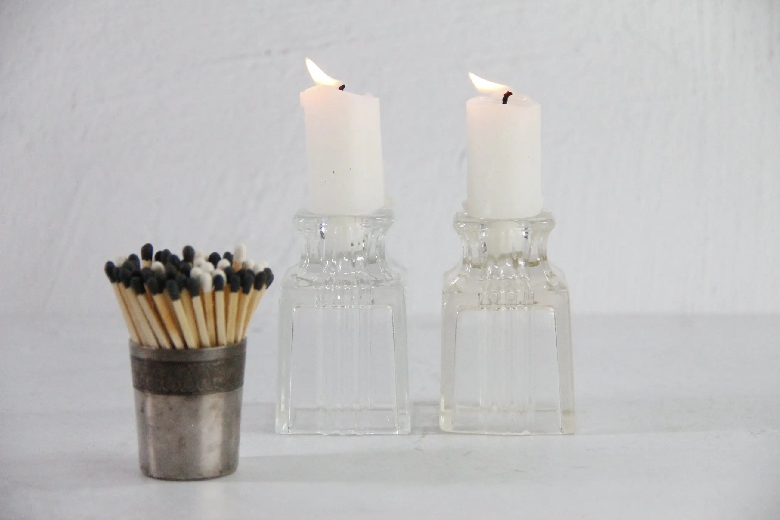 Art Decor Candle Holders | Clear Glass Petite Candlesticks, Pair  Debra Hall Lifestyle