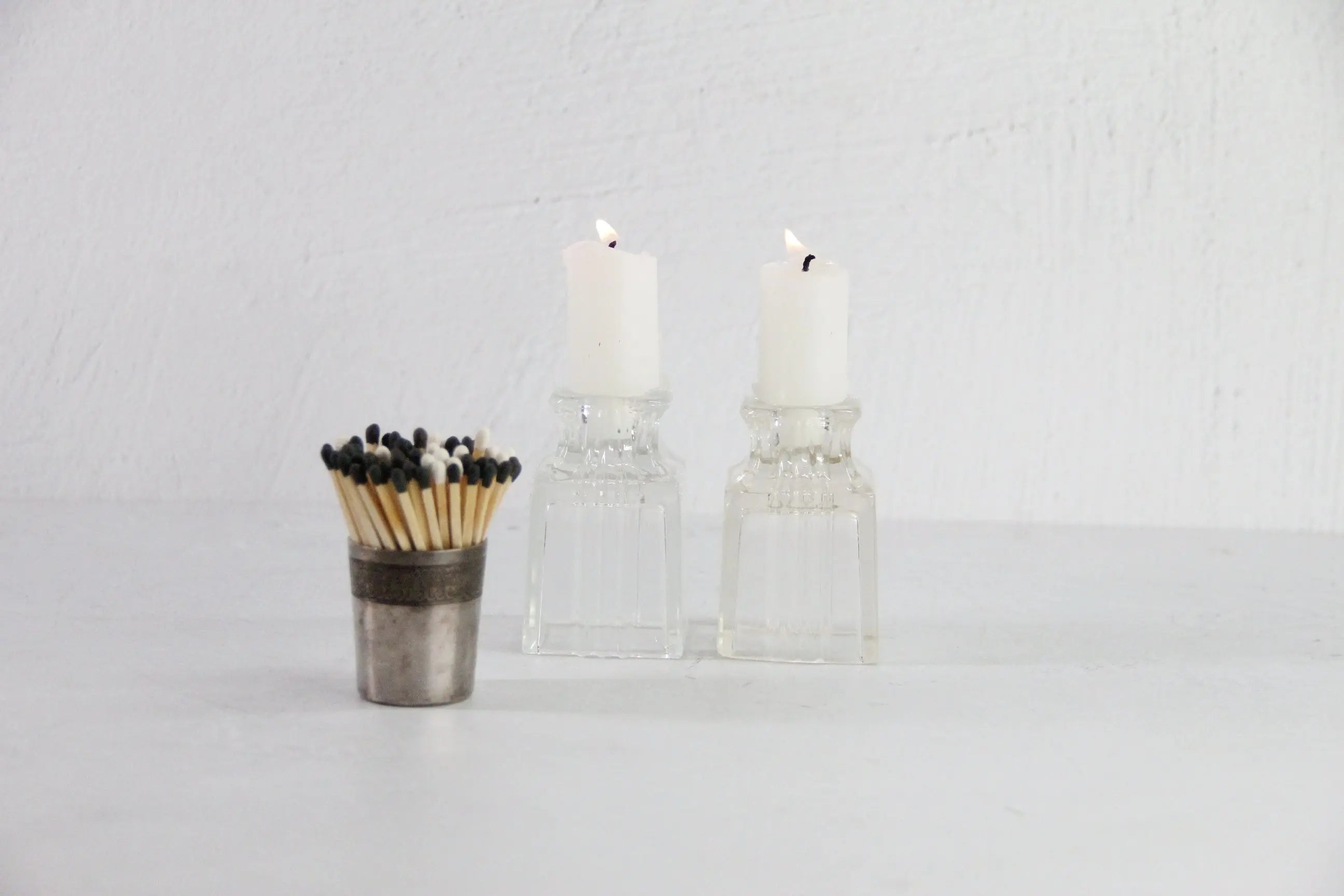Art Decor Candle Holders | Clear Glass Petite Candlesticks, Pair  Debra Hall Lifestyle