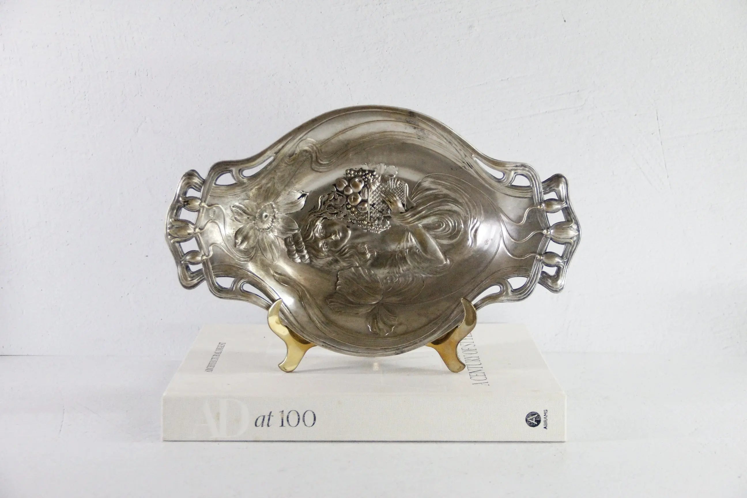 Art Nouveau Silver Fruit Bowl | Plated Figural Tray  Debra Hall Lifestyle