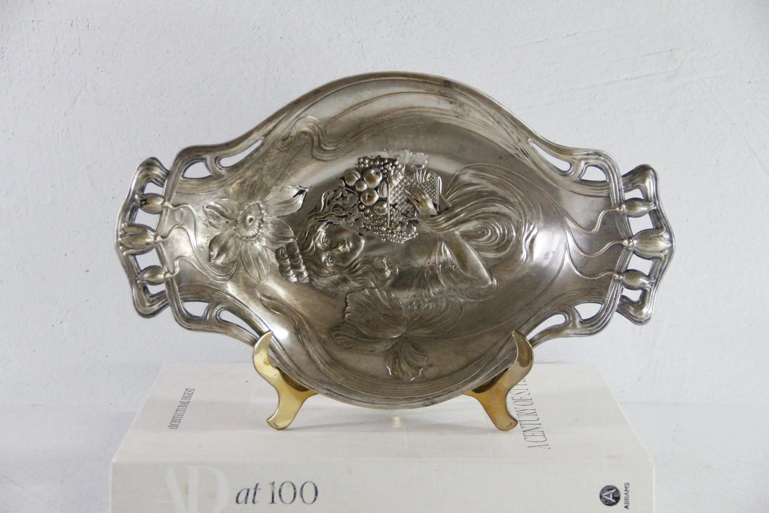 Art Nouveau Silver Fruit Bowl | Plated Figural Tray  Debra Hall Lifestyle
