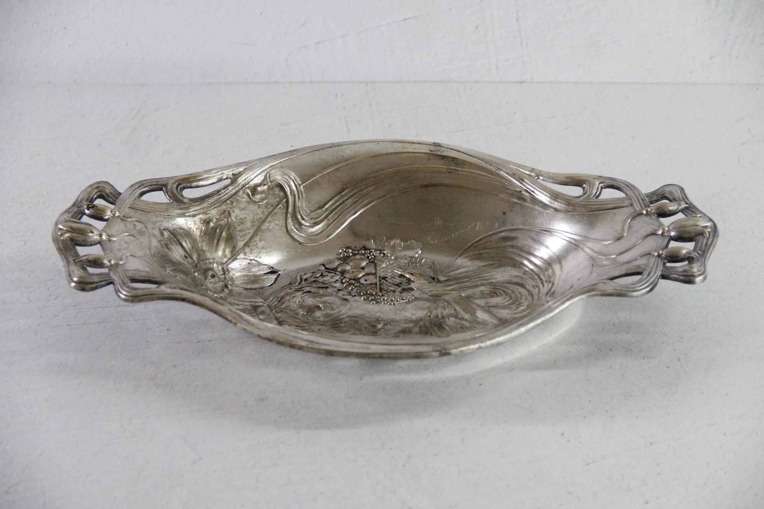 Art Nouveau Silver Fruit Bowl | Plated Figural Tray  Debra Hall Lifestyle