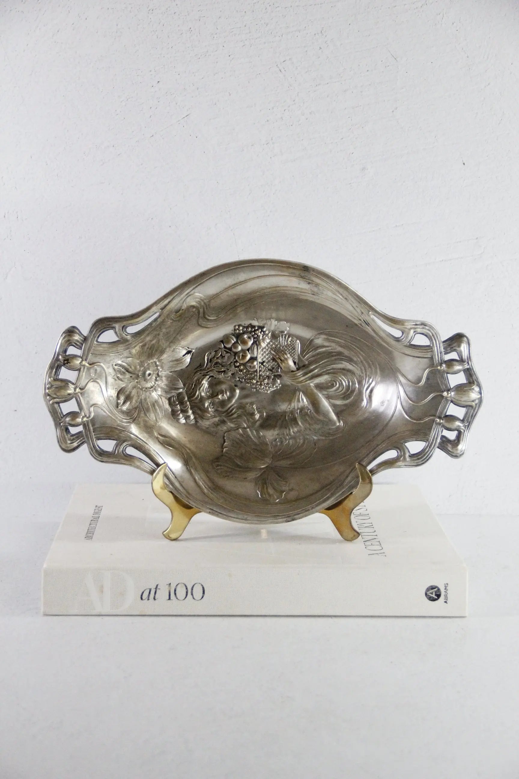 Art Nouveau Silver Fruit Bowl | Plated Figural Tray  Debra Hall Lifestyle