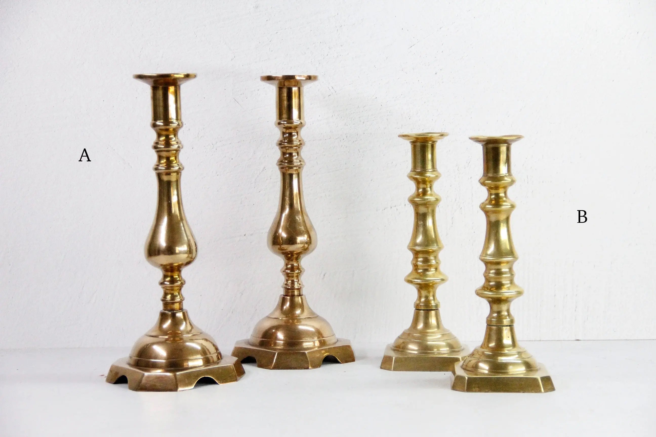 Assorted Antique Brass Candlesticks | Large Candle Holder Pair  Debra Hall Lifestyle