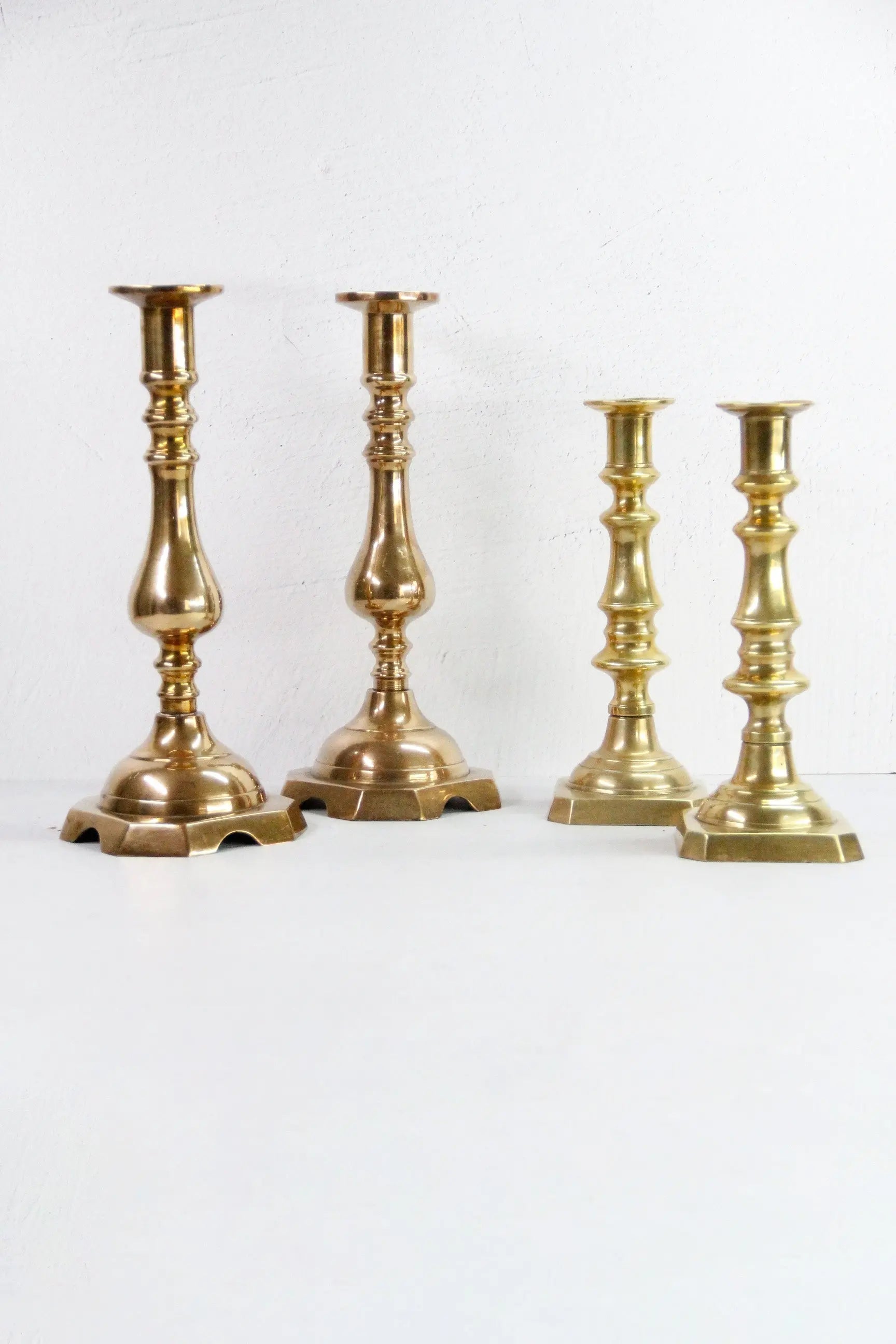 Assorted Antique Brass Candlesticks | Large Candle Holder Pair  Debra Hall Lifestyle