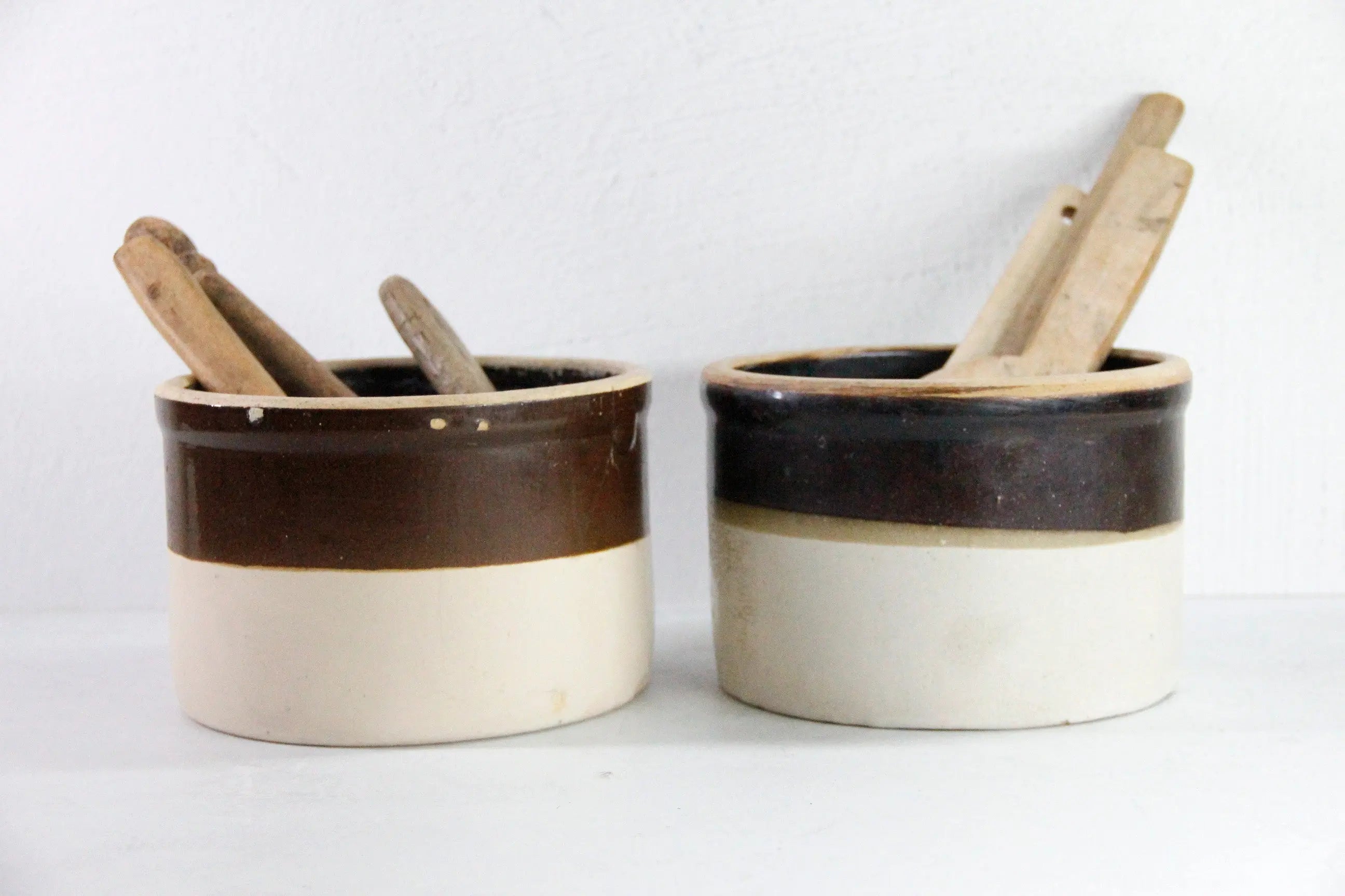Assorted Antique Stoneware Crock | Two Tone Dipped  Debra Hall Lifestyle