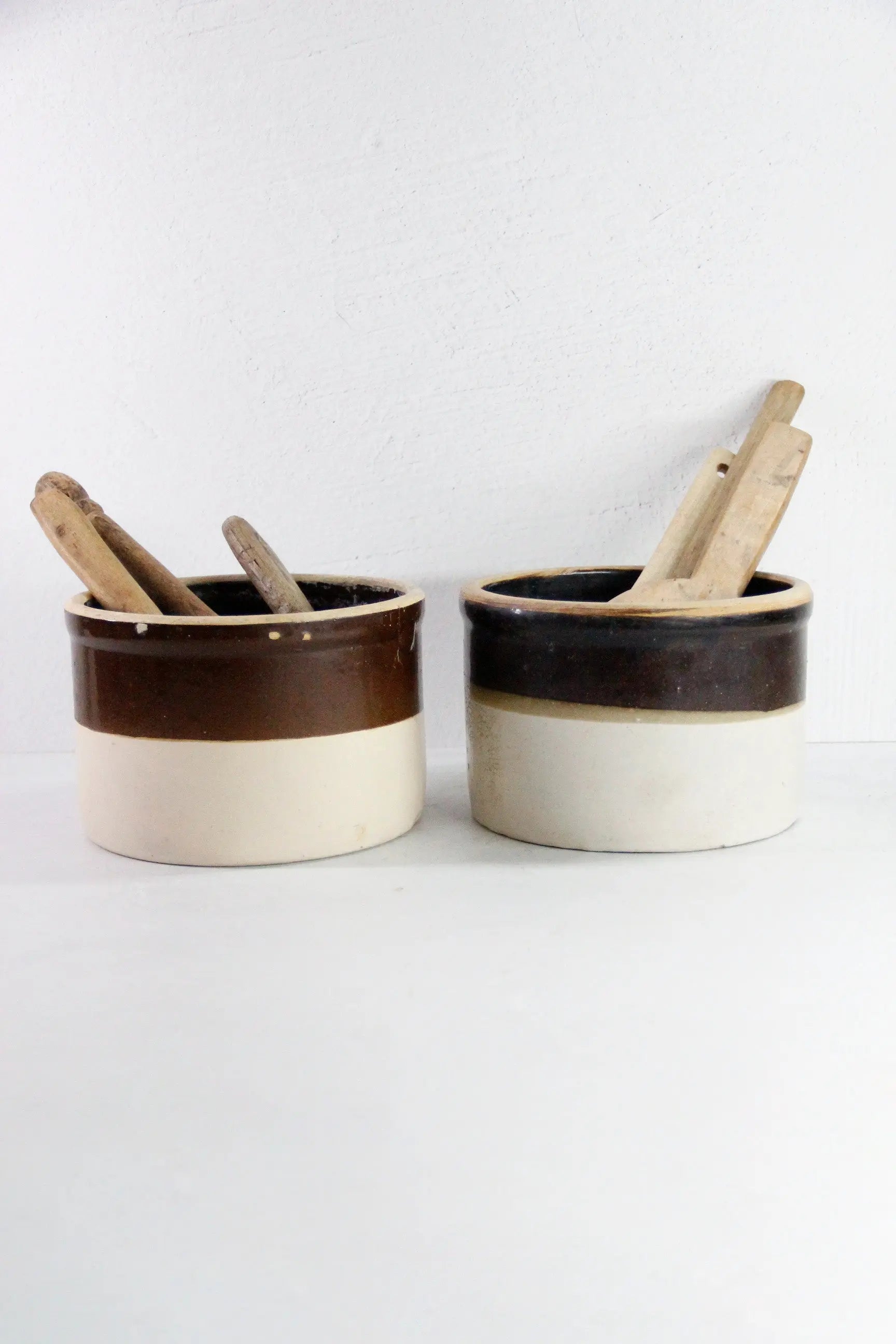 Assorted Antique Stoneware Crock | Two Tone Dipped  Debra Hall Lifestyle