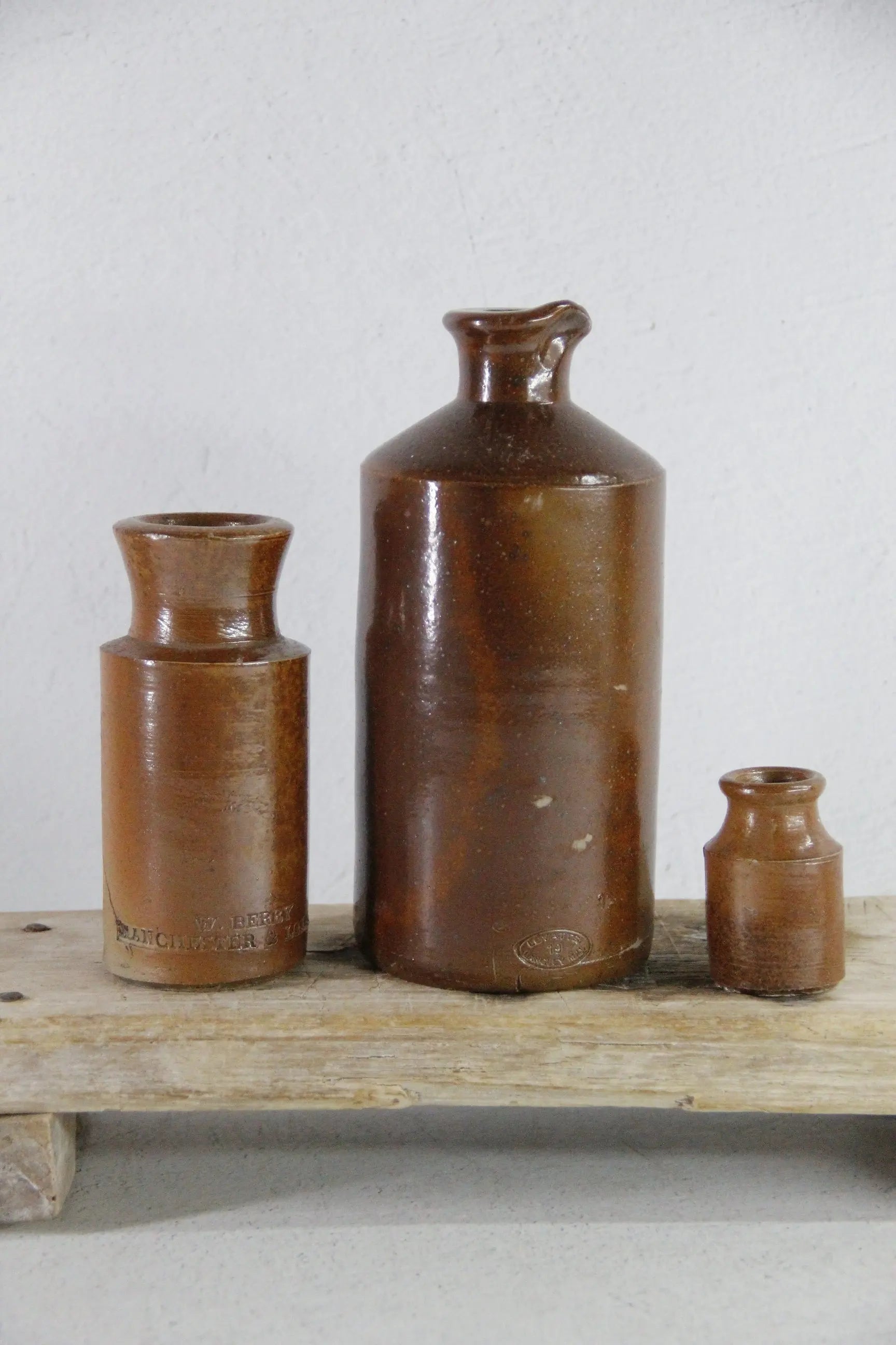 Assorted Antique Stoneware Ink Bottle | Brown Mini Crock  Debra Hall Lifestyle