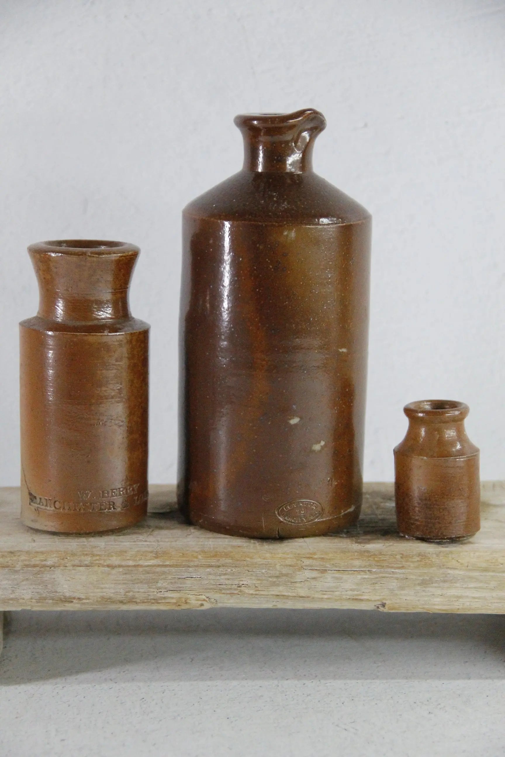 Assorted Antique Stoneware Ink Bottle | Brown Mini Crock  Debra Hall Lifestyle