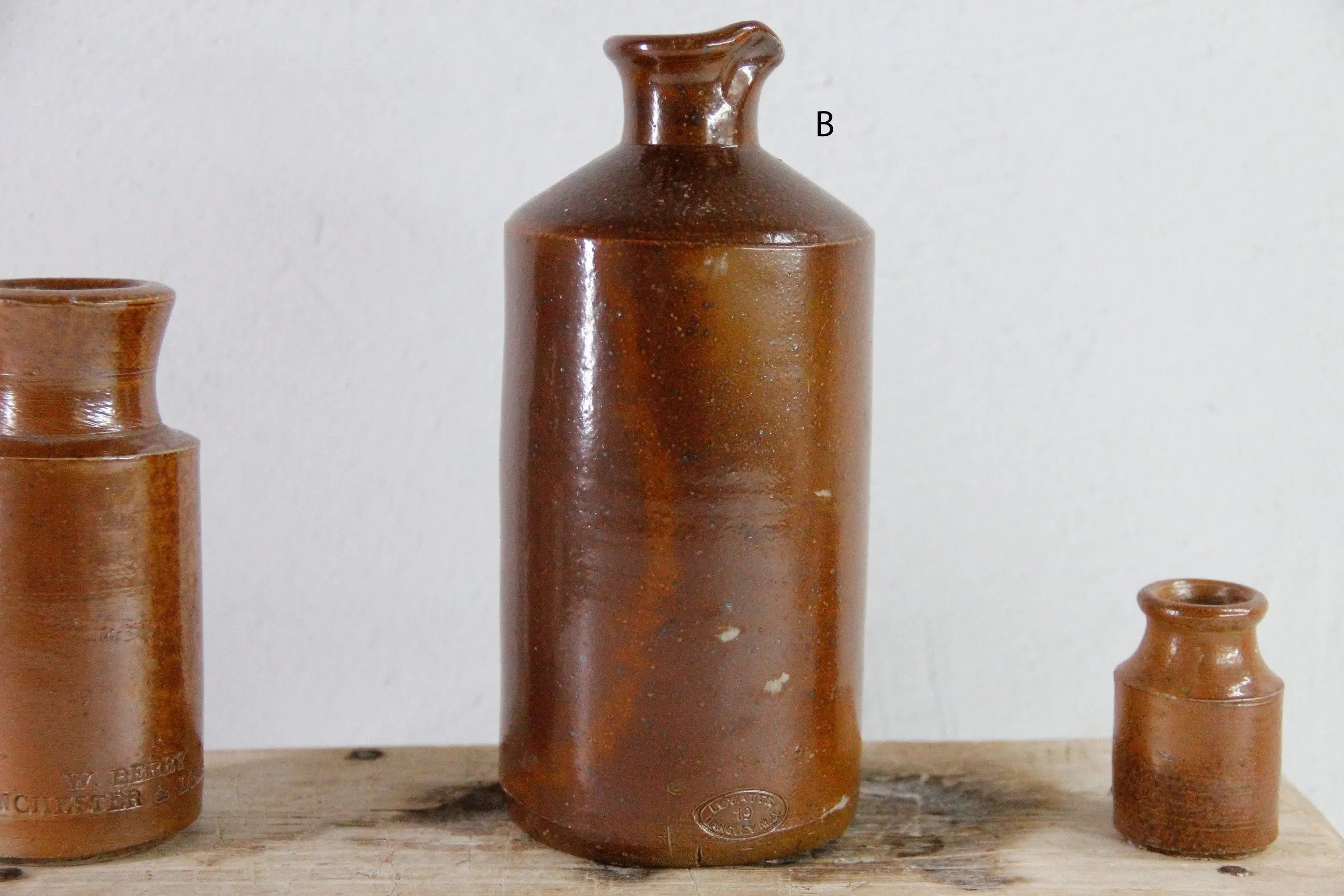 Assorted Antique Stoneware Ink Bottle | Brown Mini Crock  Debra Hall Lifestyle