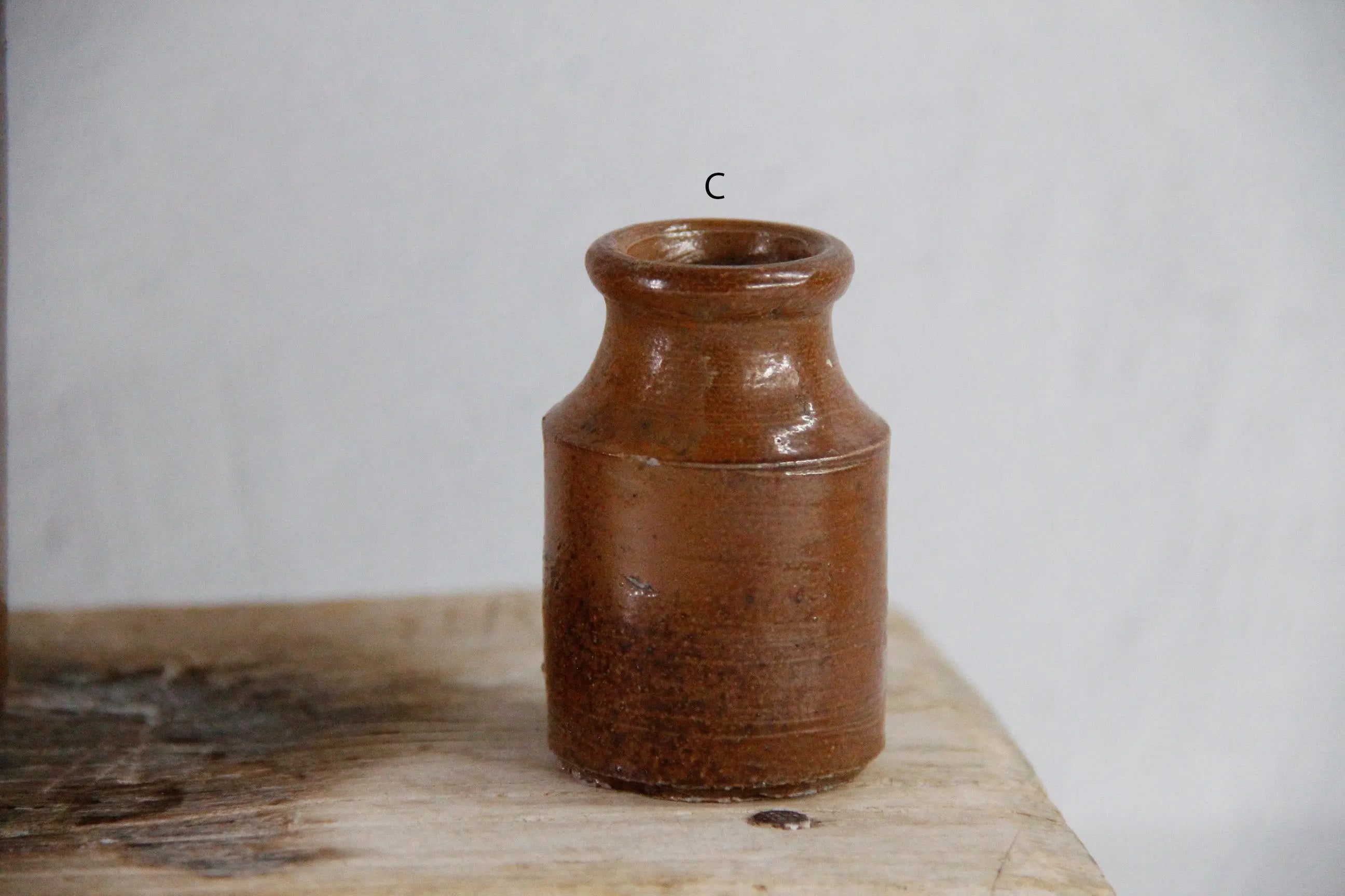 Assorted Antique Stoneware Ink Bottle | Brown Mini Crock  Debra Hall Lifestyle