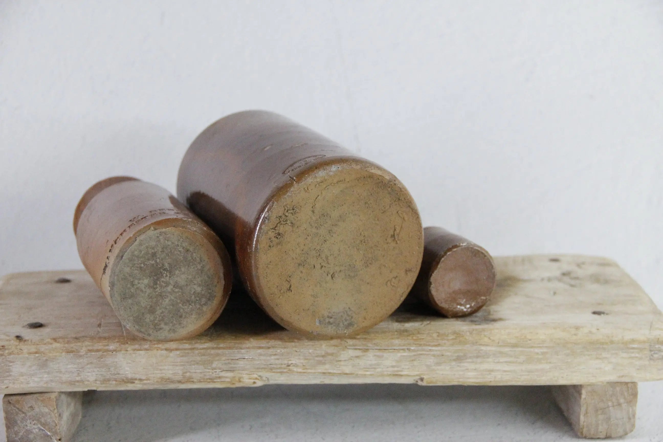 Assorted Antique Stoneware Ink Bottle | Brown Mini Crock  Debra Hall Lifestyle