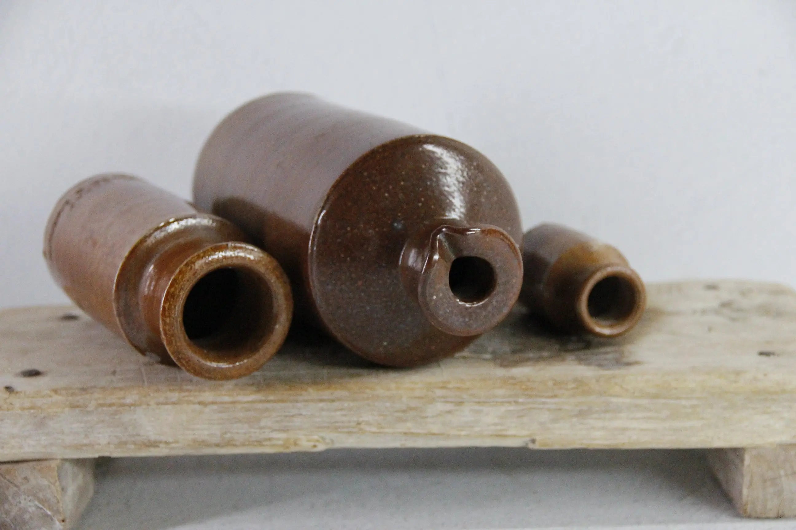 Assorted Antique Stoneware Ink Bottle | Brown Mini Crock  Debra Hall Lifestyle