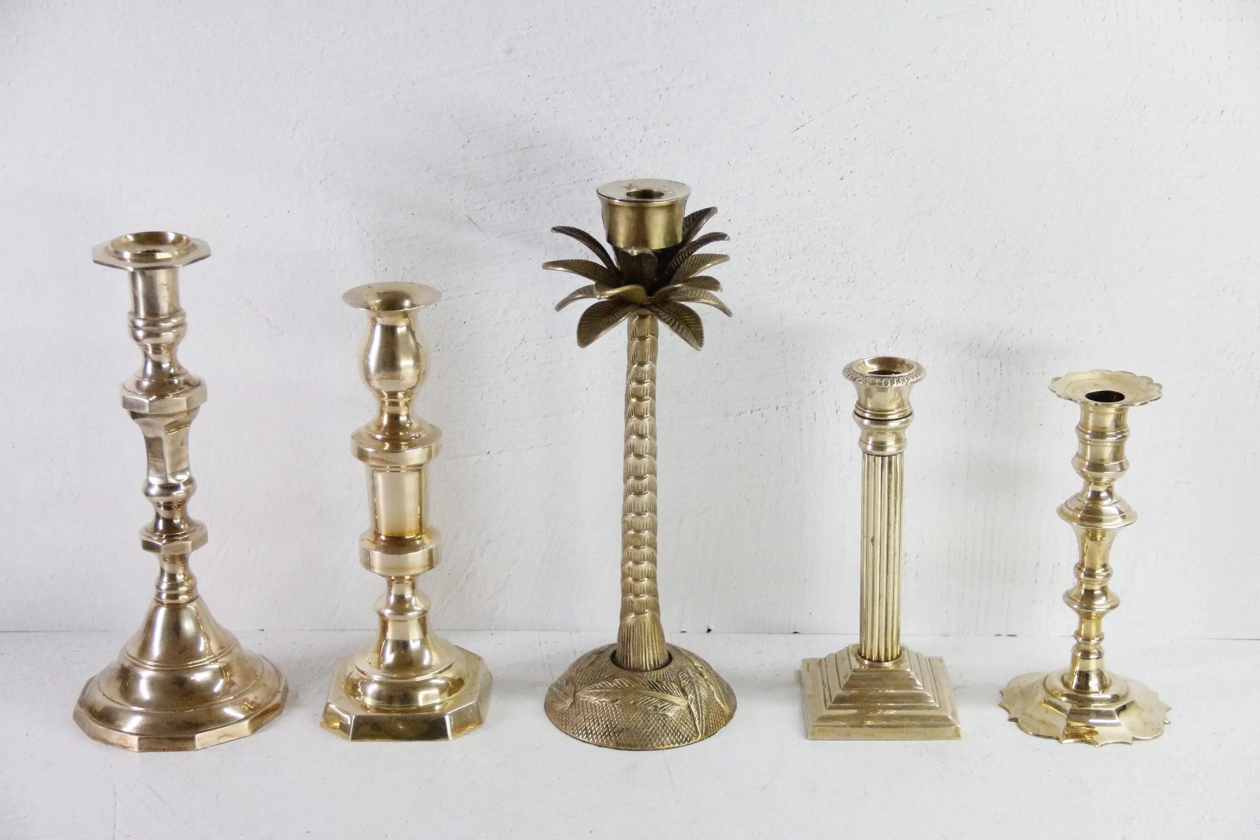 Assorted Brass Candlesticks | Vintage Candle Holders Tall  Debra Hall Lifestyle