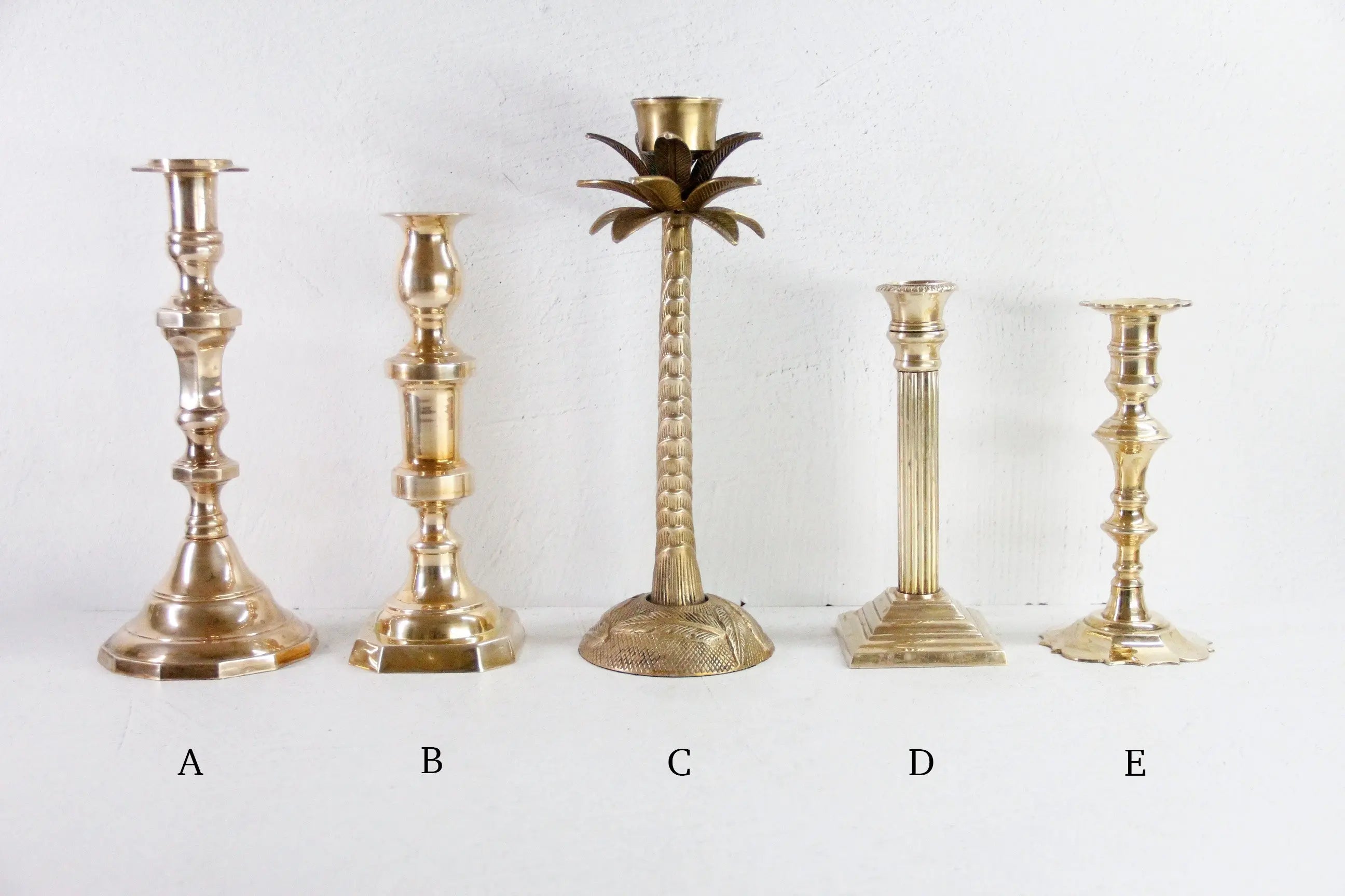 Assorted Brass Candlesticks | Vintage Candle Holders Tall  Debra Hall Lifestyle