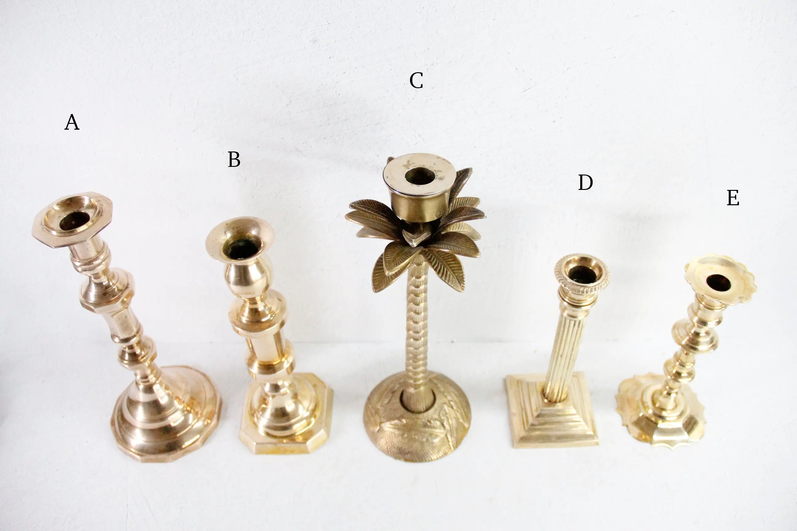 Assorted Brass Candlesticks | Vintage Candle Holders Tall  Debra Hall Lifestyle