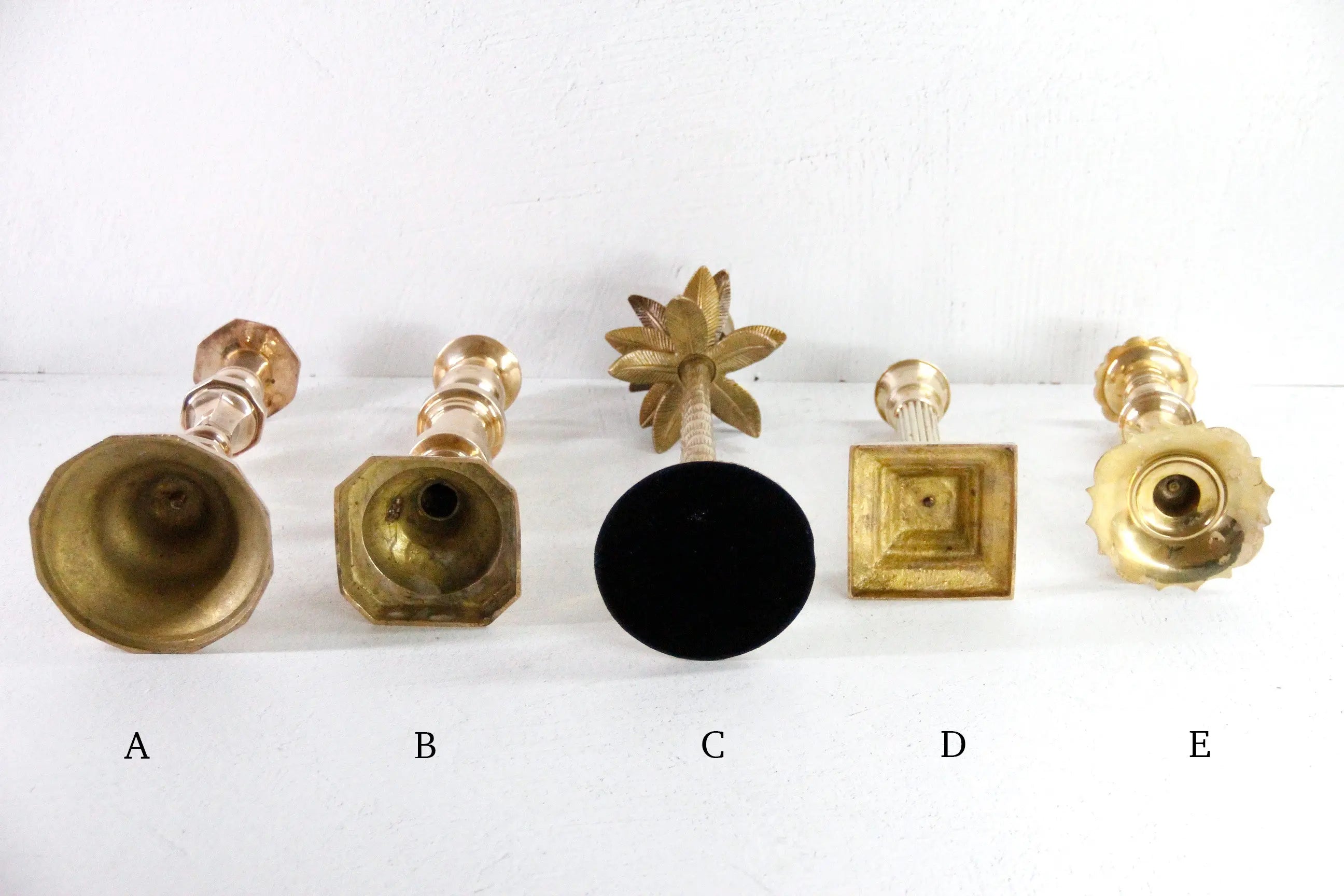 Assorted Brass Candlesticks | Vintage Candle Holders Tall  Debra Hall Lifestyle