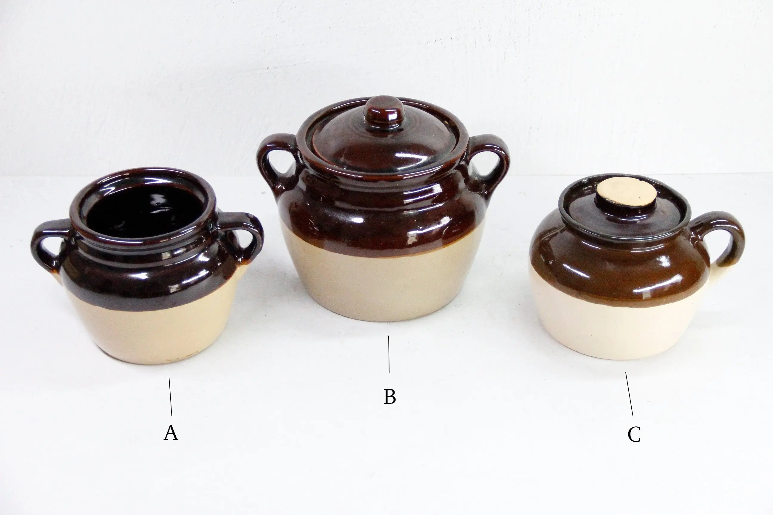 Assorted Vintage Brown Dipped Bean Pots | USA Stoneware Crocks  Debra Hall Lifestyle