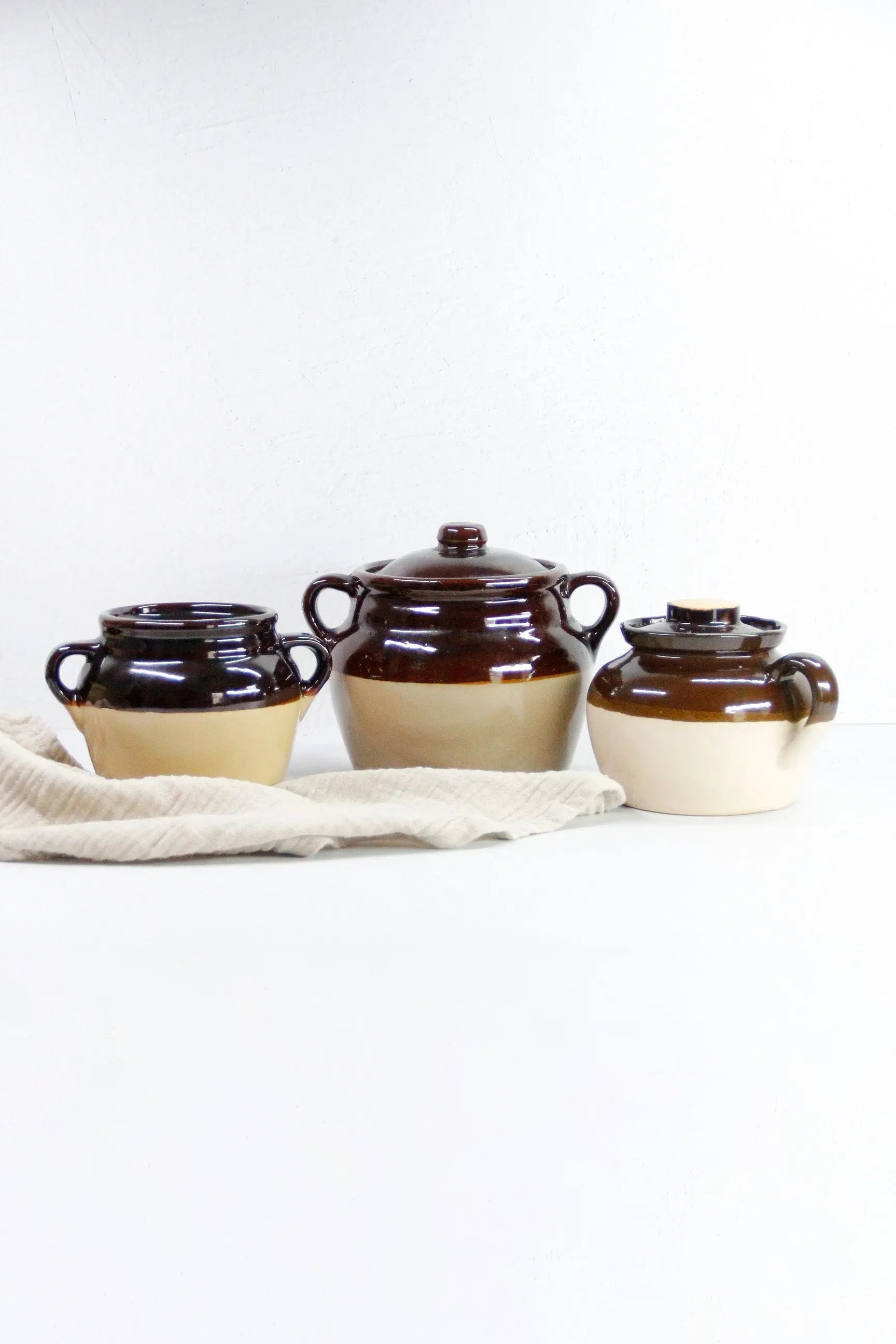 Assorted Vintage Brown Dipped Bean Pots | USA Stoneware Crocks  Debra Hall Lifestyle
