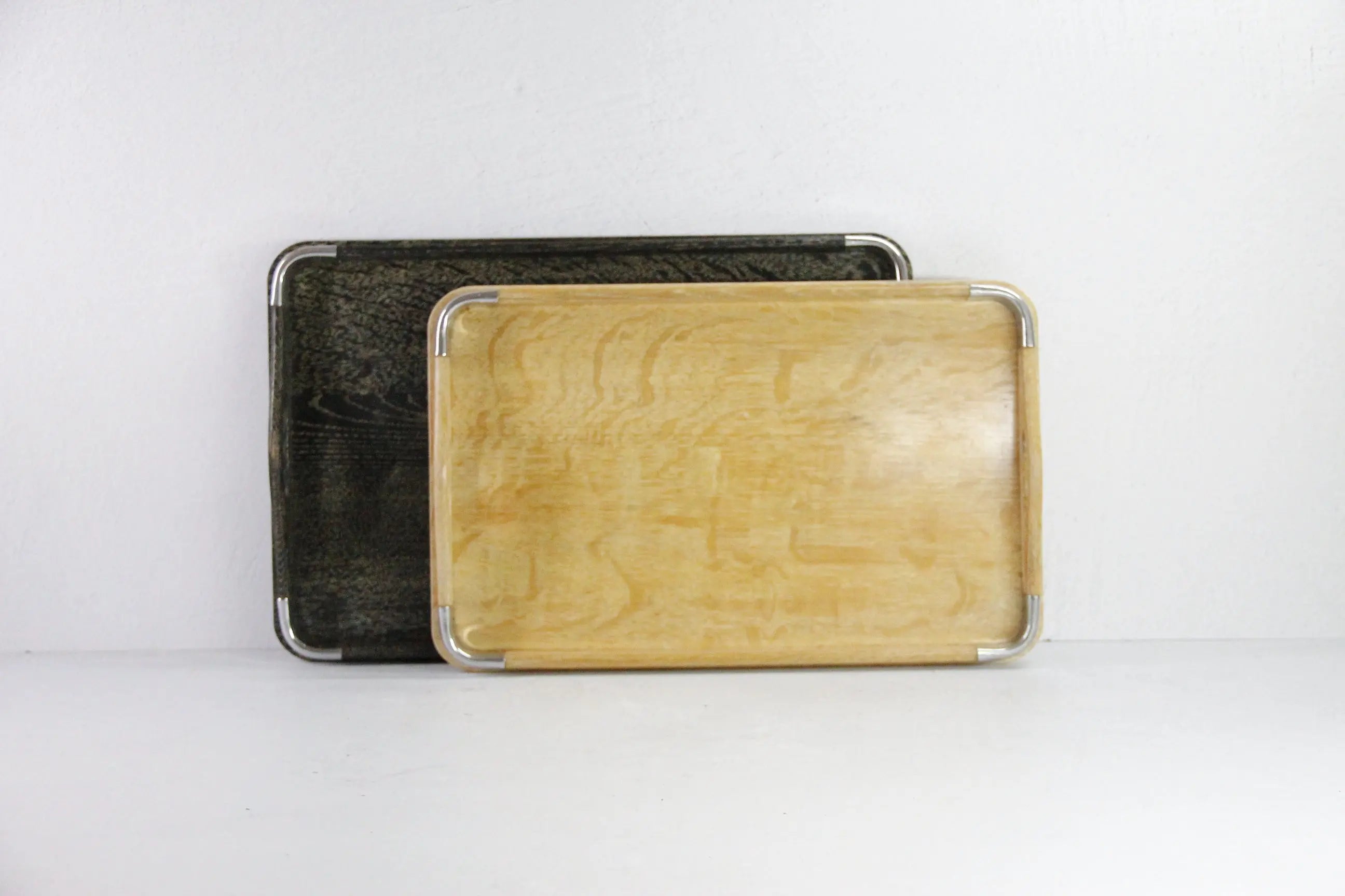 Assorted Vintage Wooden Tray with Handles | Teak and Chrome  Debra Hall Lifestyle