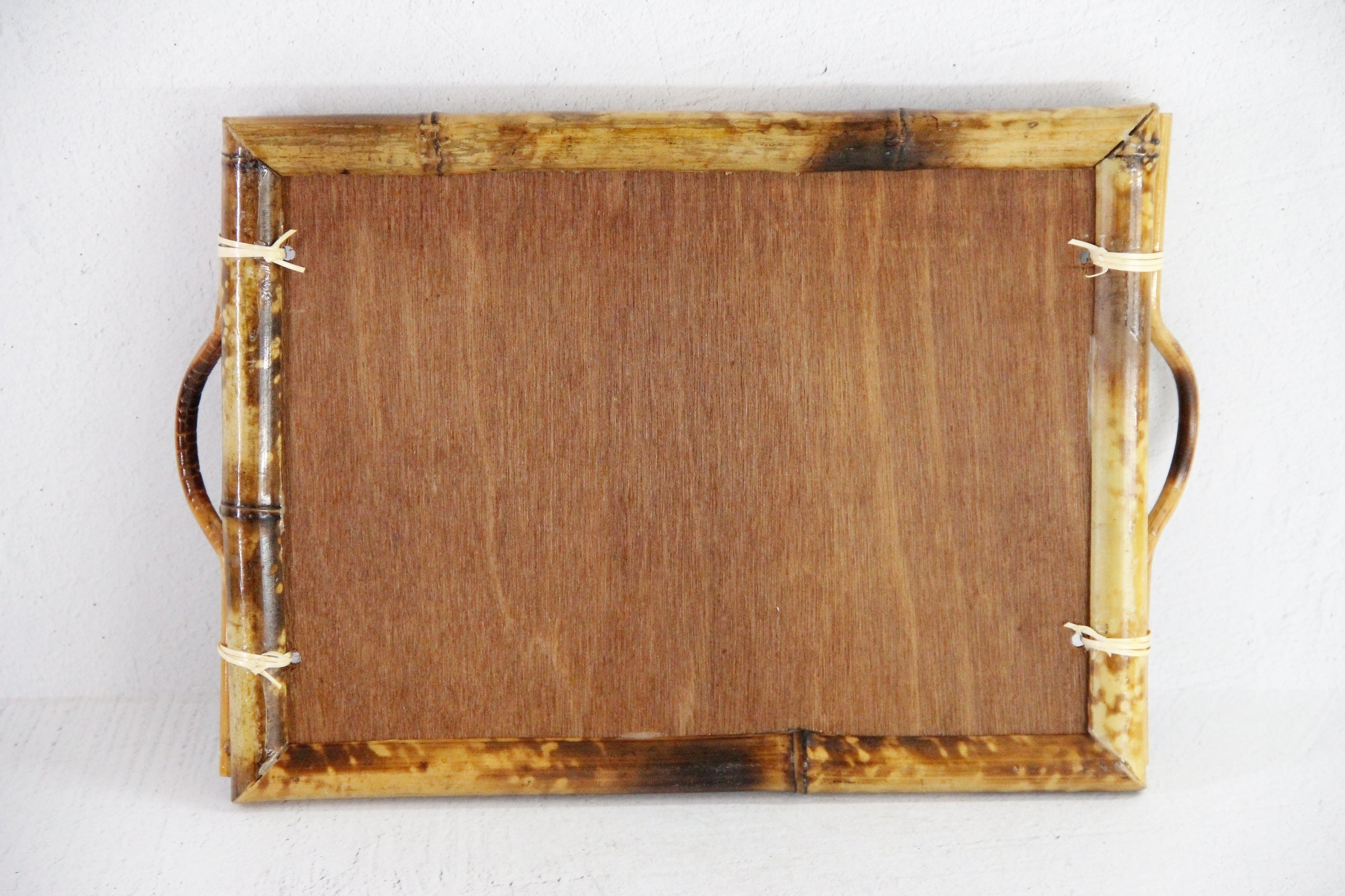 Vintage Bamboo Serving Tray with Handles | Burnt Tortoise