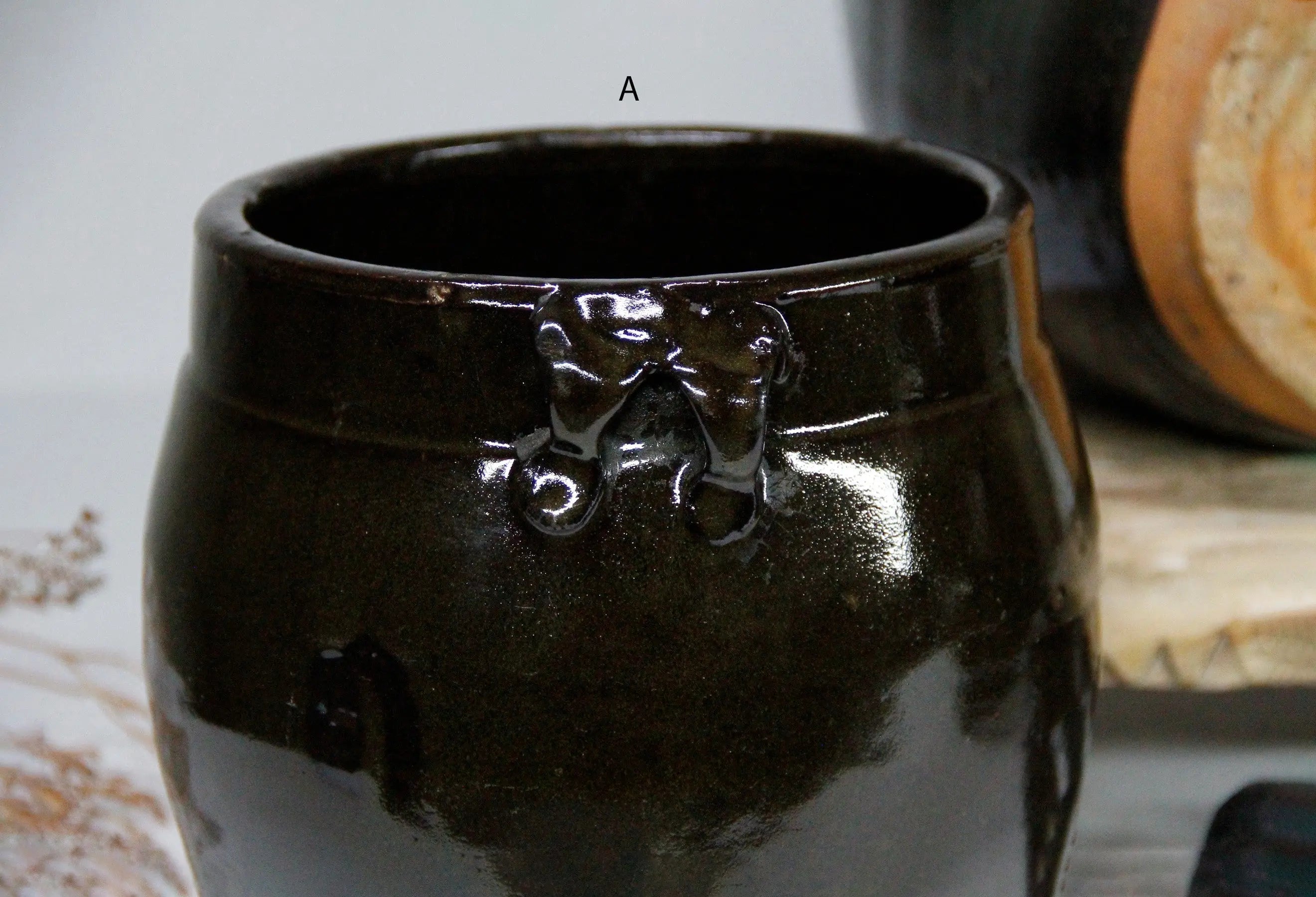 Black Glazed Pot | Antique Oil Vessel  Debra Hall Lifestyle