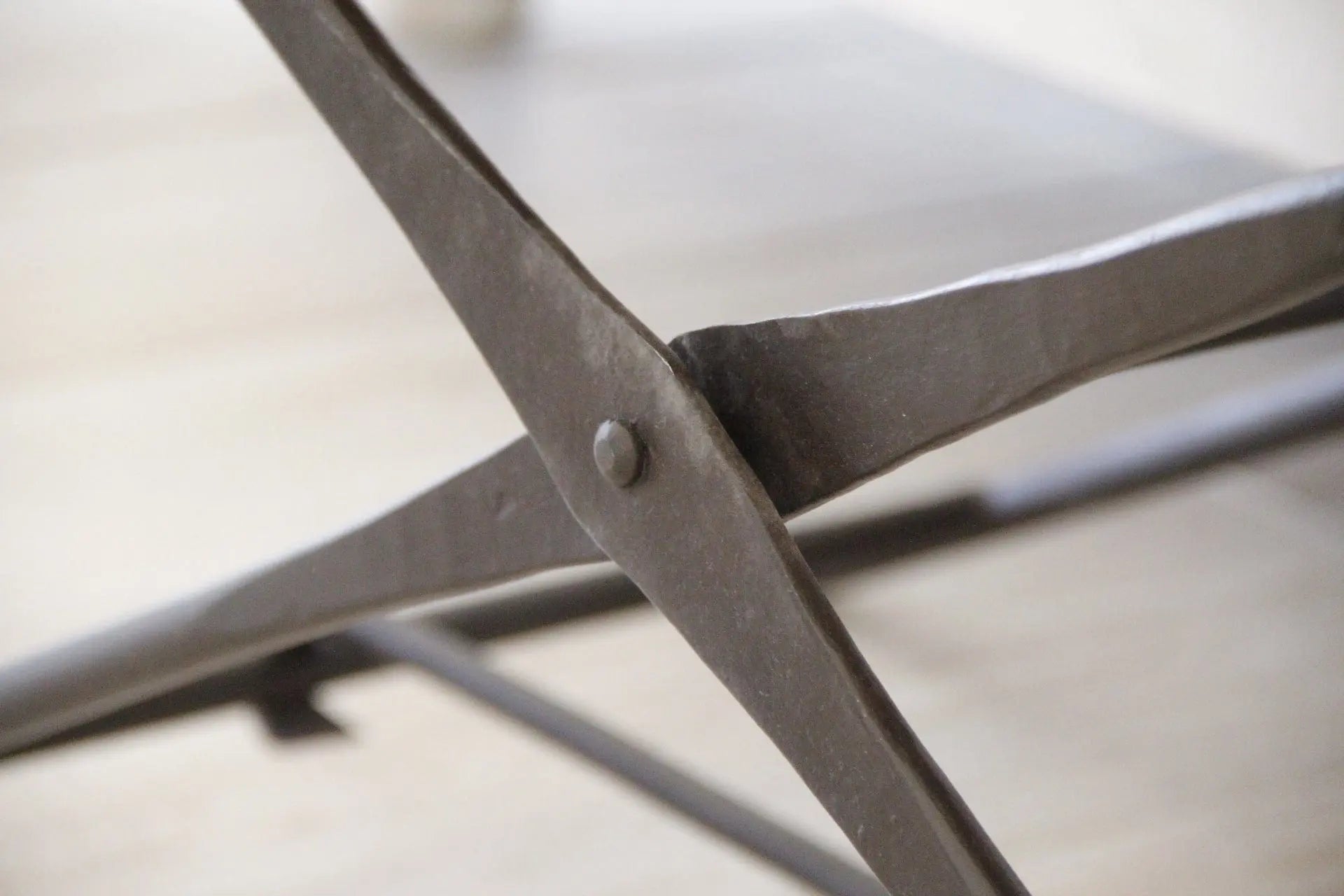 Black Iron Bench | Upholstered Black Leather & Burlap  Debra Hall Lifestyle