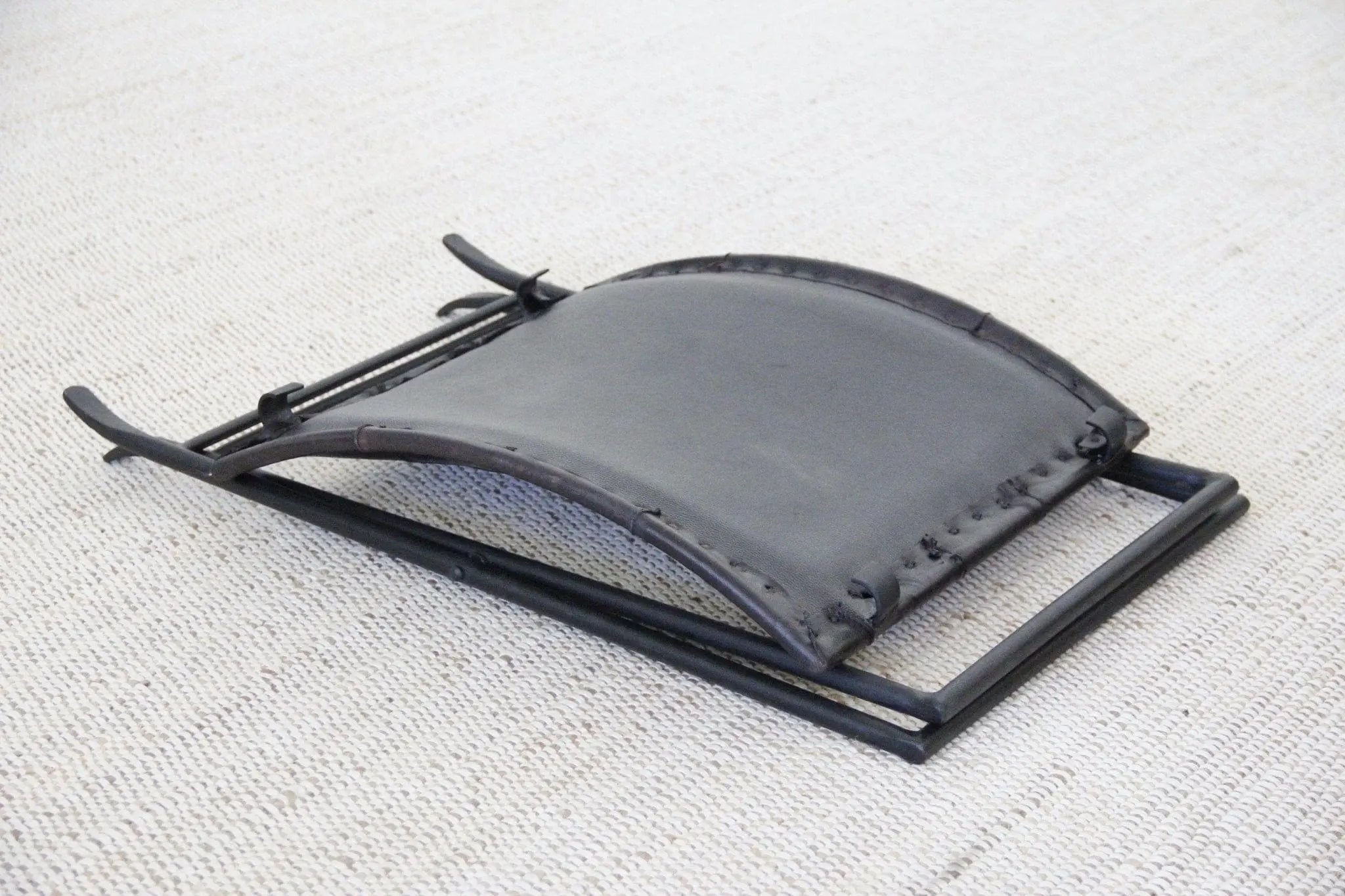 Black Iron and Leather Folding Bench | Upholstered  Debra Hall Lifestyle