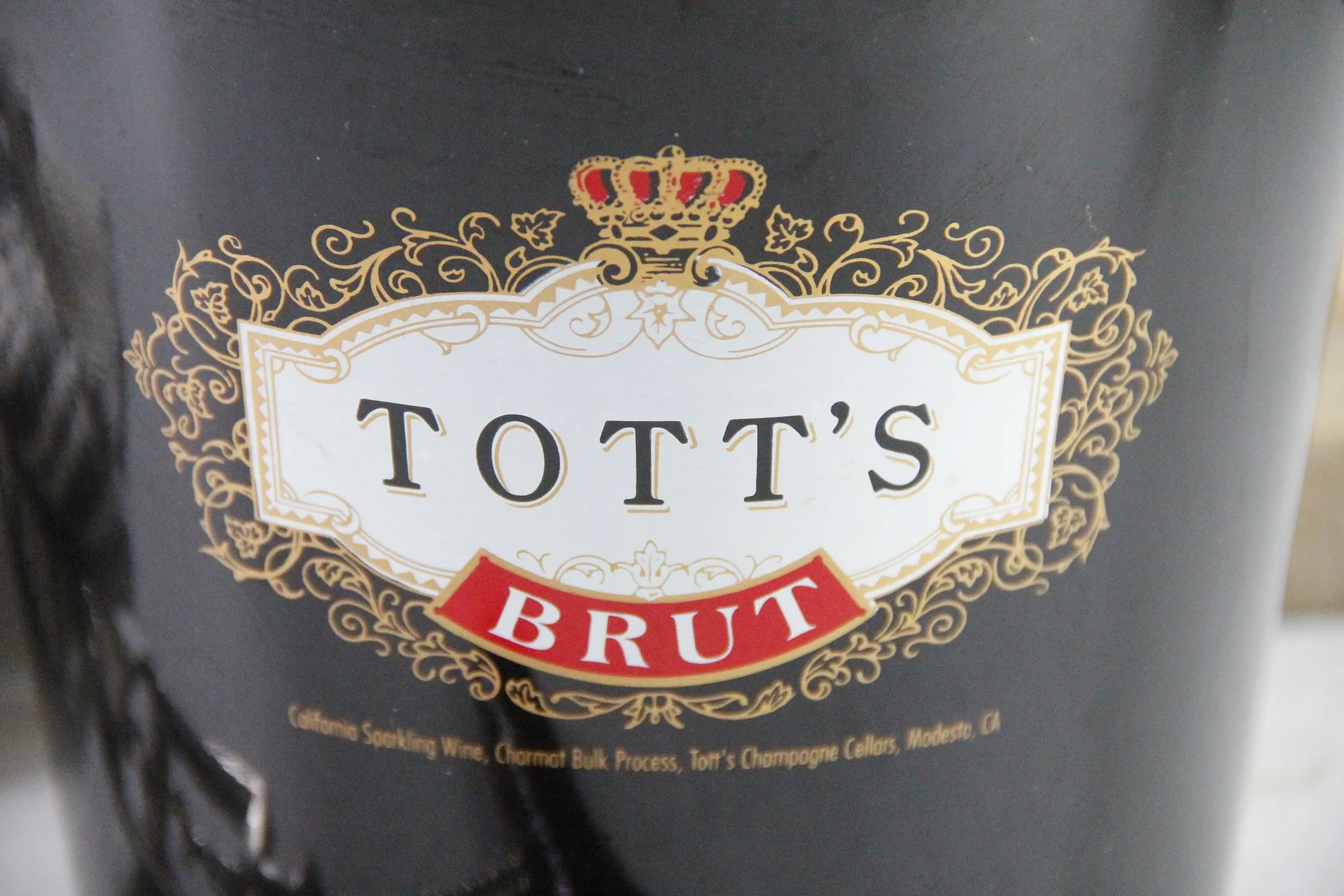 Vintage French Champagne Bucket BLack Tott's Stamp Vogalu