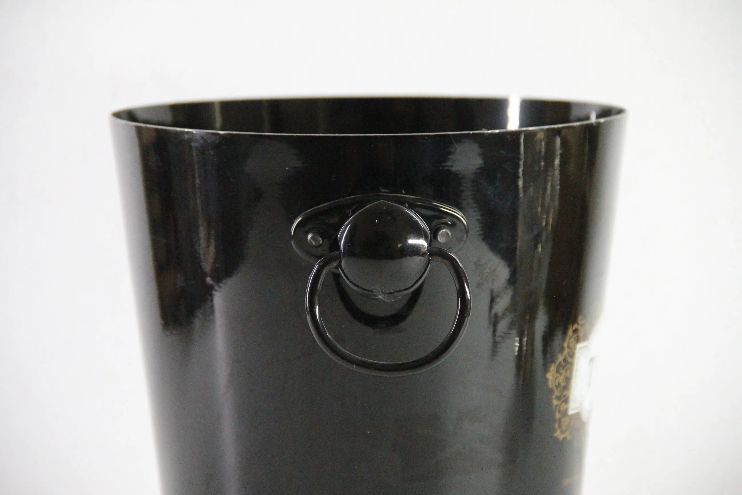 Vintage French Champagne Bucket BLack Tott's Stamp Vogalu