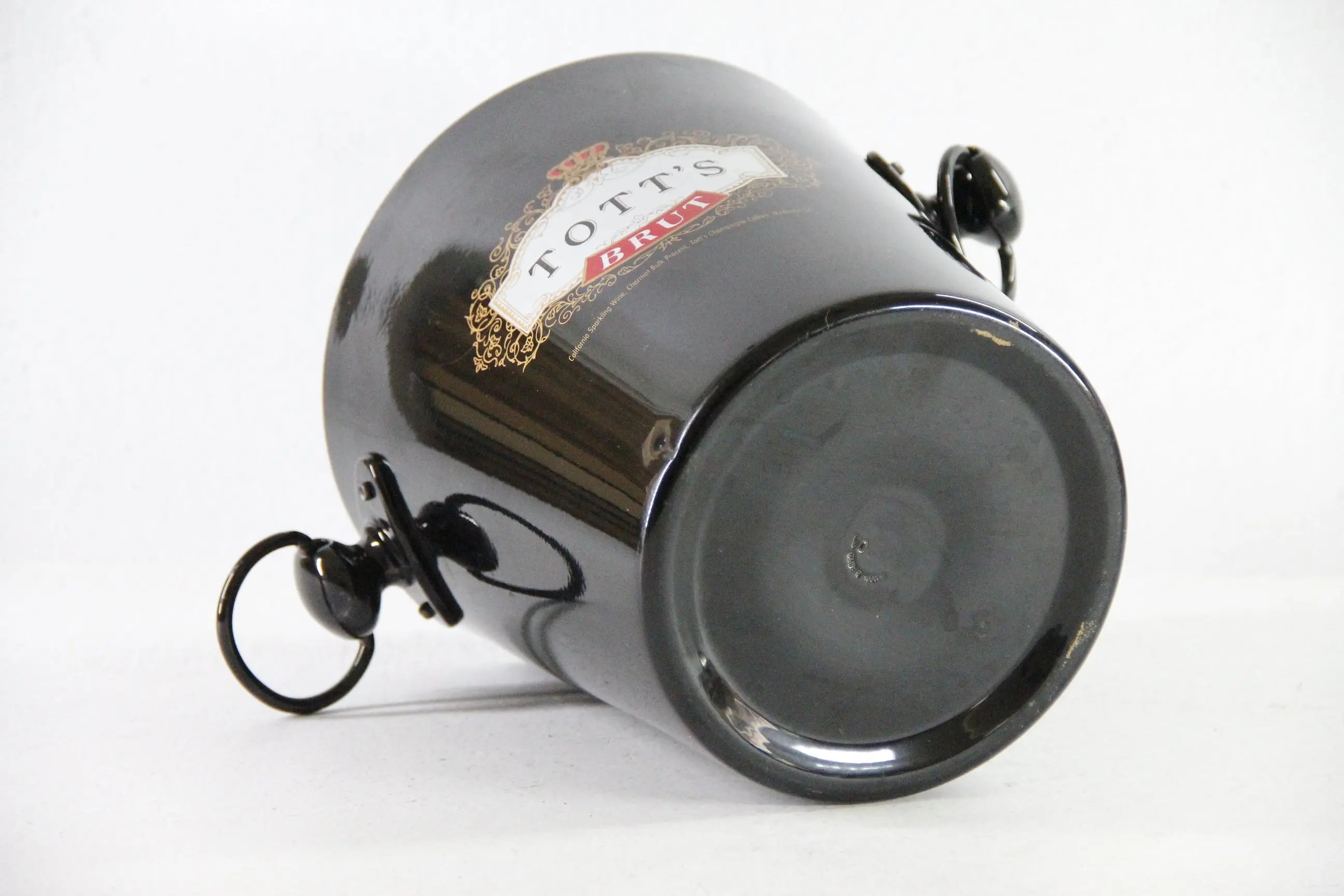 Vintage French Champagne Bucket BLack Tott's Stamp Vogalu