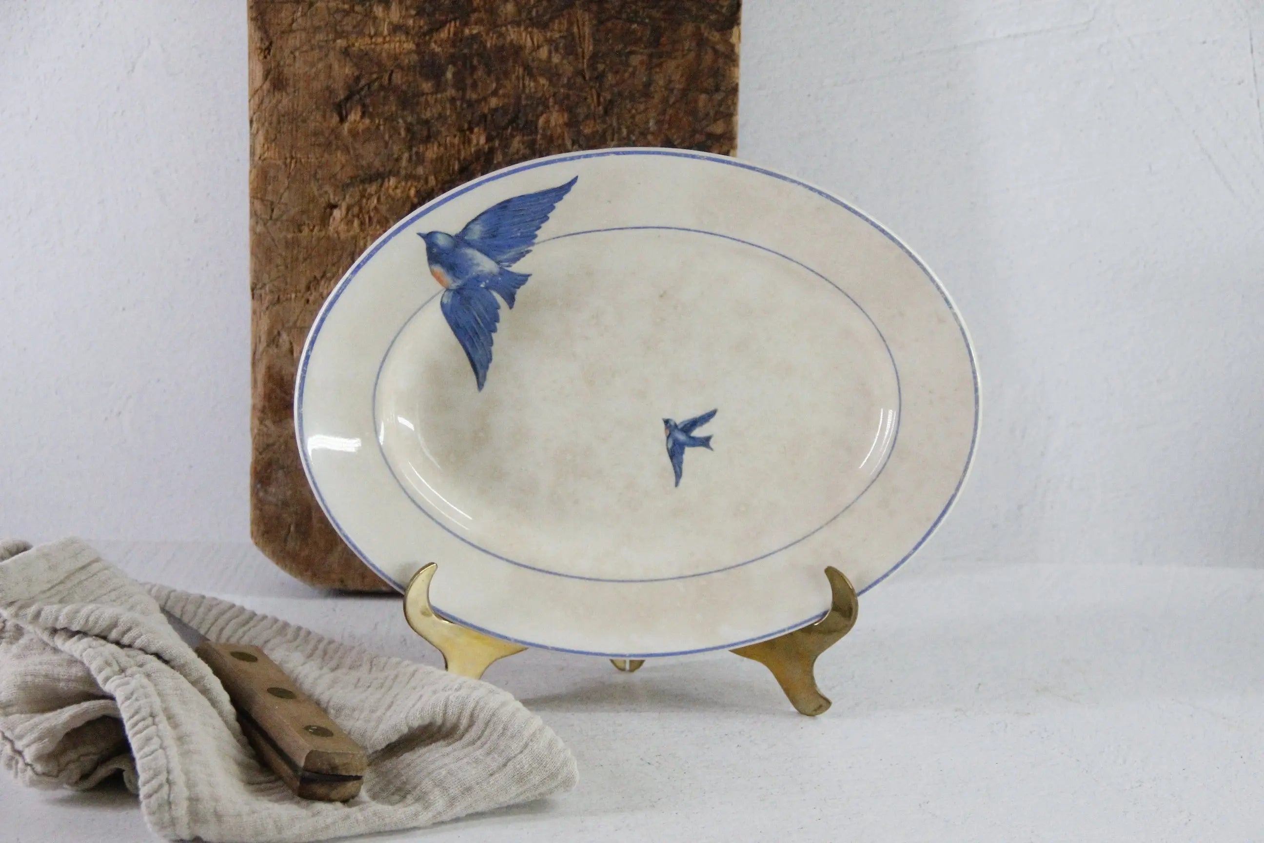 Vintage Bluebird Plate Antique Ironstone Platter 11.5"