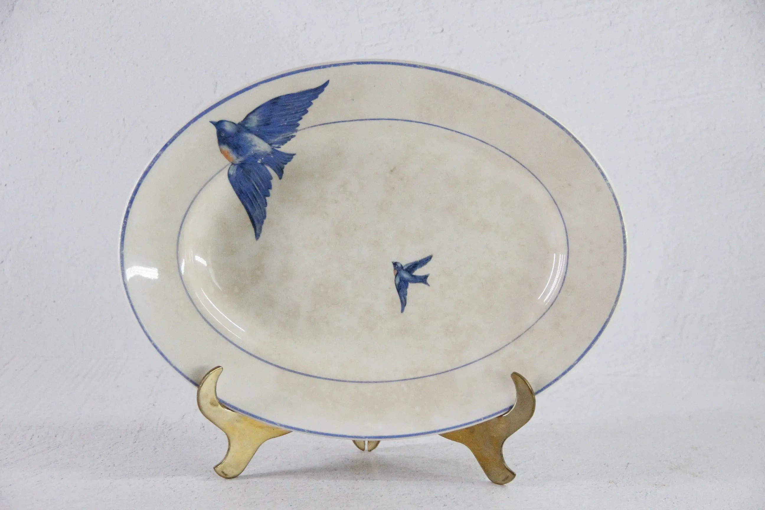 Vintage Bluebird Plate Antique Ironstone Platter 11.5"