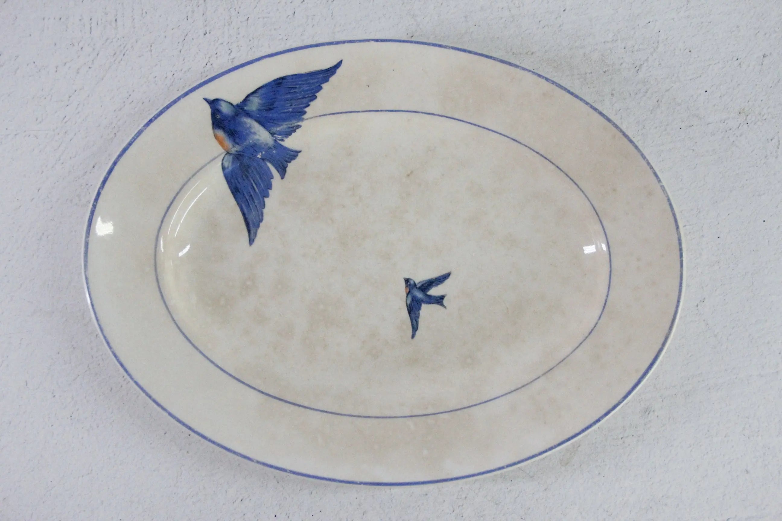 Vintage Bluebird Plate Antique Ironstone Platter 11.5"